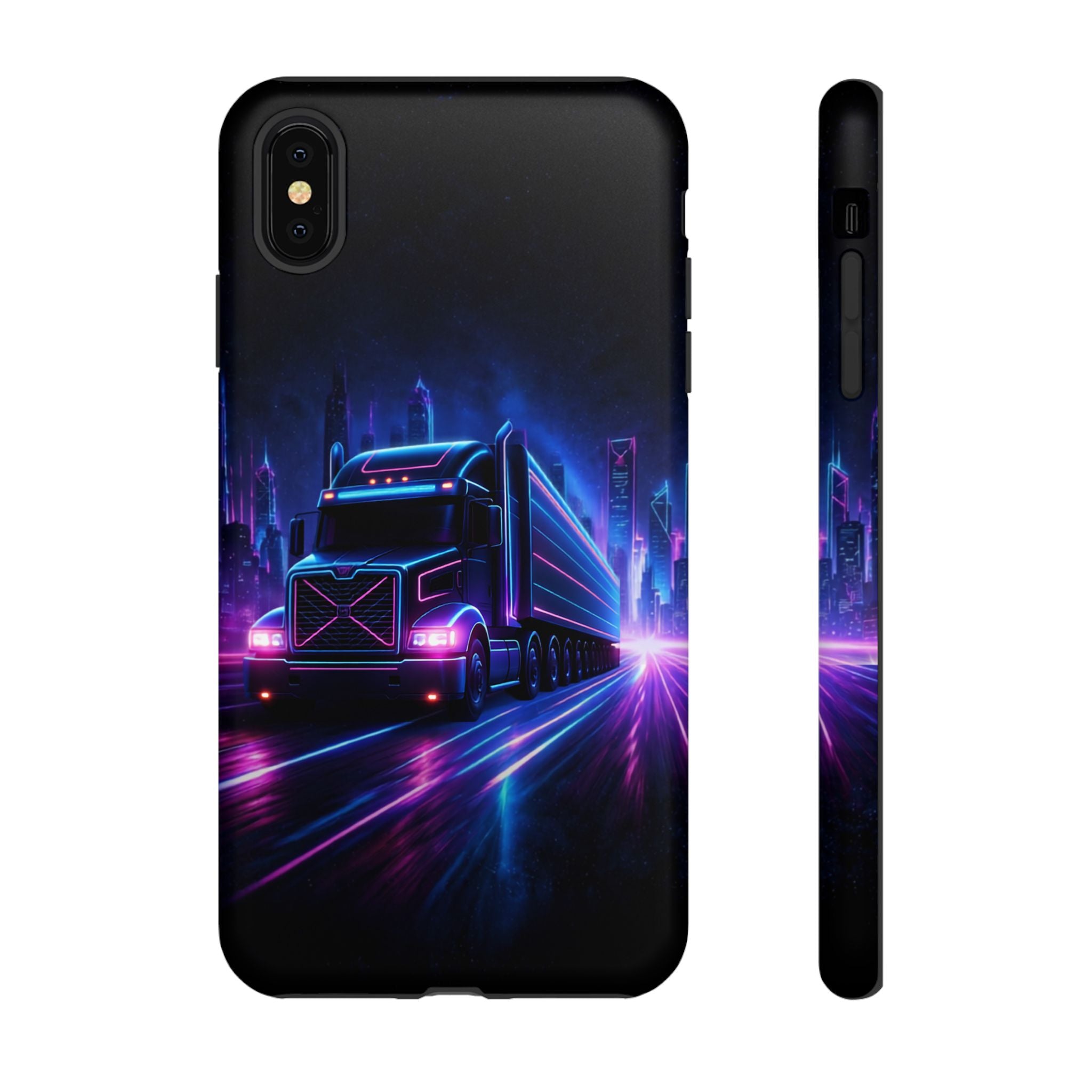 Neon Retro Rig Phone Case — Trucker Semi Truck Nightscape Protective Case