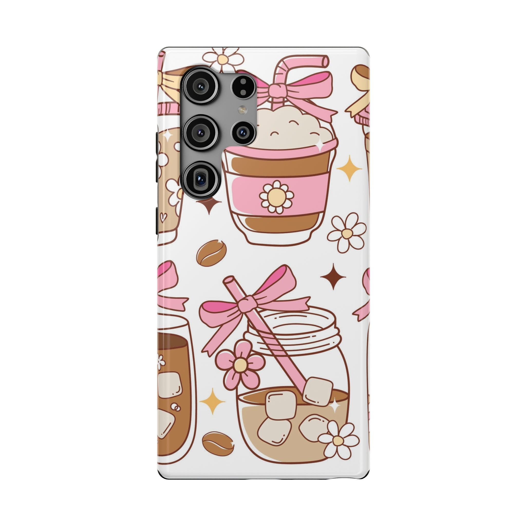 Cute Pink Coffee & Latte Pattern Impact Phone Case