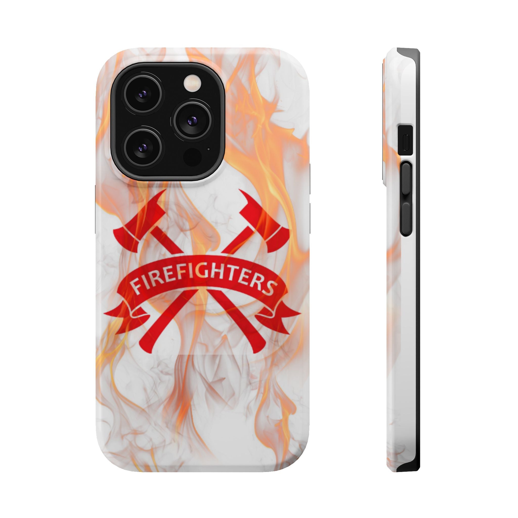 Firefighters Magnetic Impact-Resistant Phone Case — Flame Design with Maltese Cross