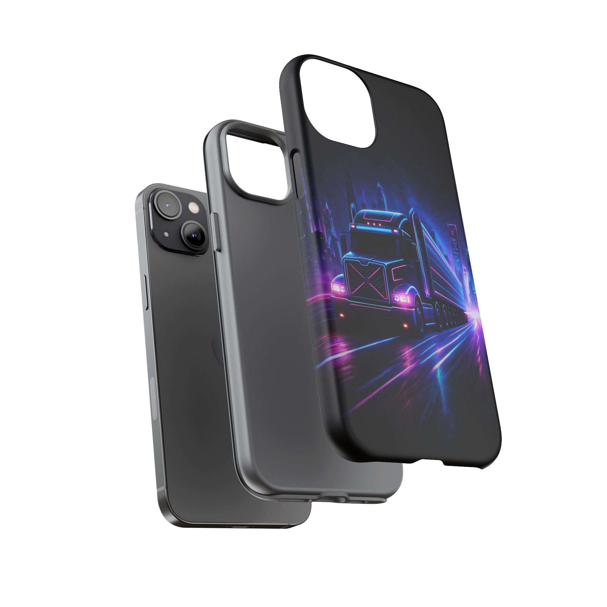 Neon Retro Rig Phone Case — Trucker Semi Truck Nightscape Protective Case
