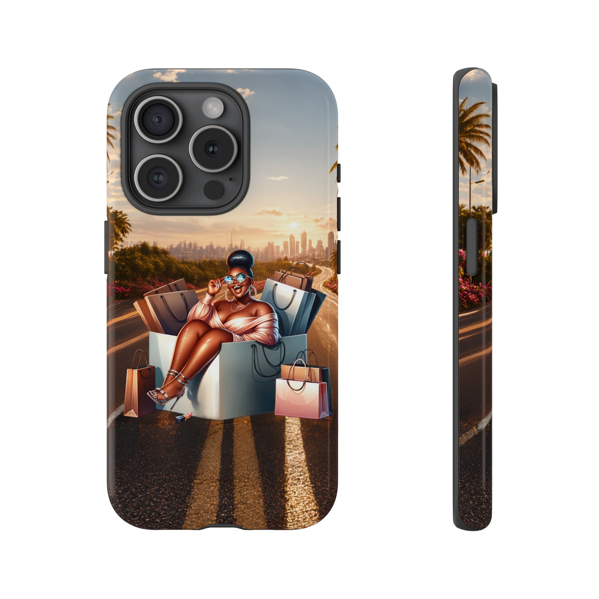 Phone Case — Chic Shopper Illustration on Cloud Background