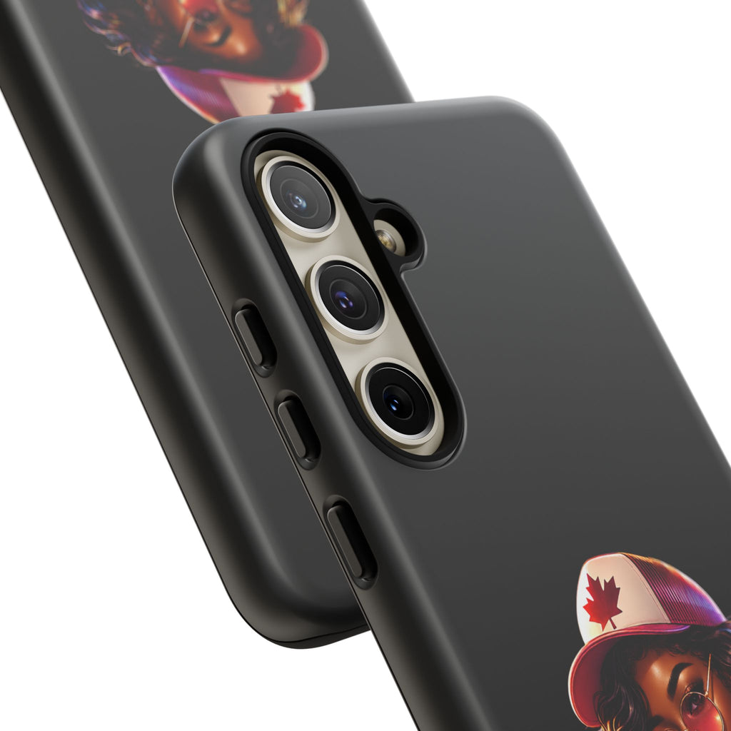 Canadian Vibes Phone Case — Afrobeat Girl with Headphones & Passport Design