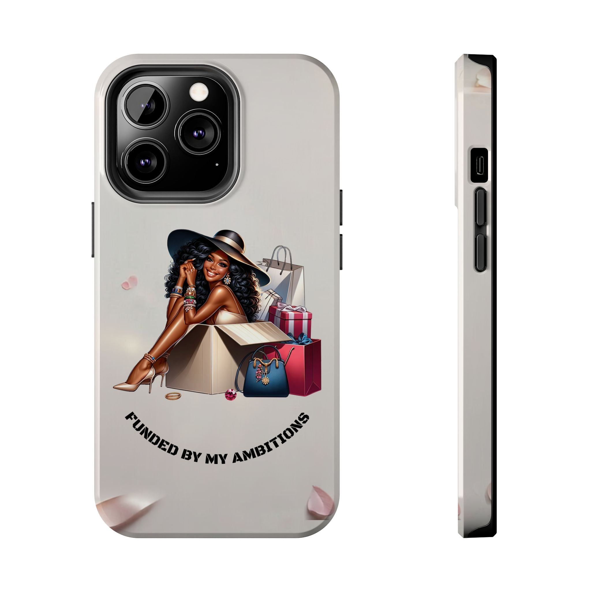 Chic Shopper Tough Phone Case — Stylish Black Woman with Shopping Bags