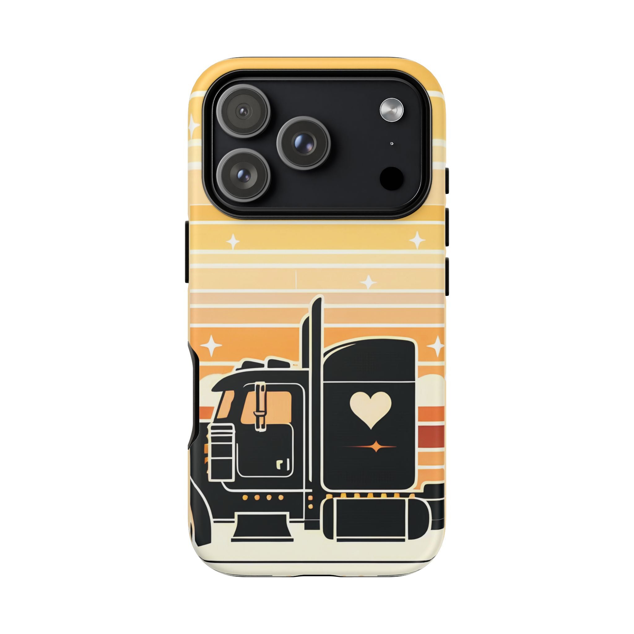 Trucker Heart Phone Case — Retro Semi Truck Protective Phone Cover