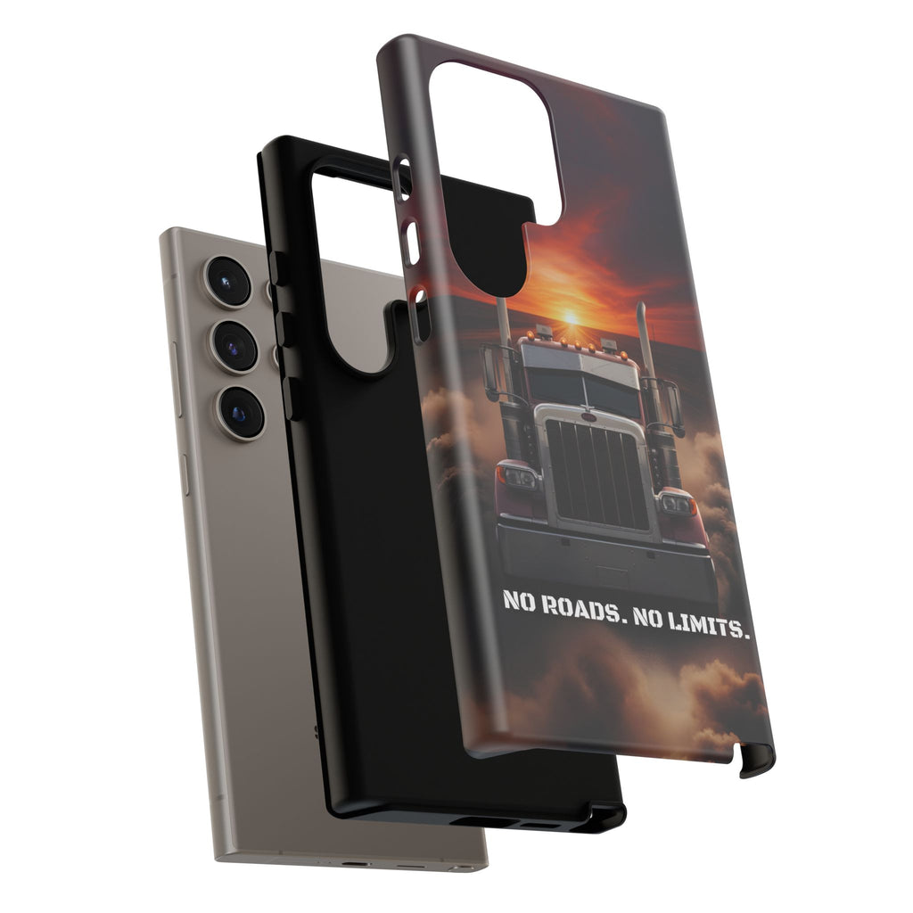 Truck Phone Case — "No Roads. No Limits." Sunset Semi Truck Protective Case