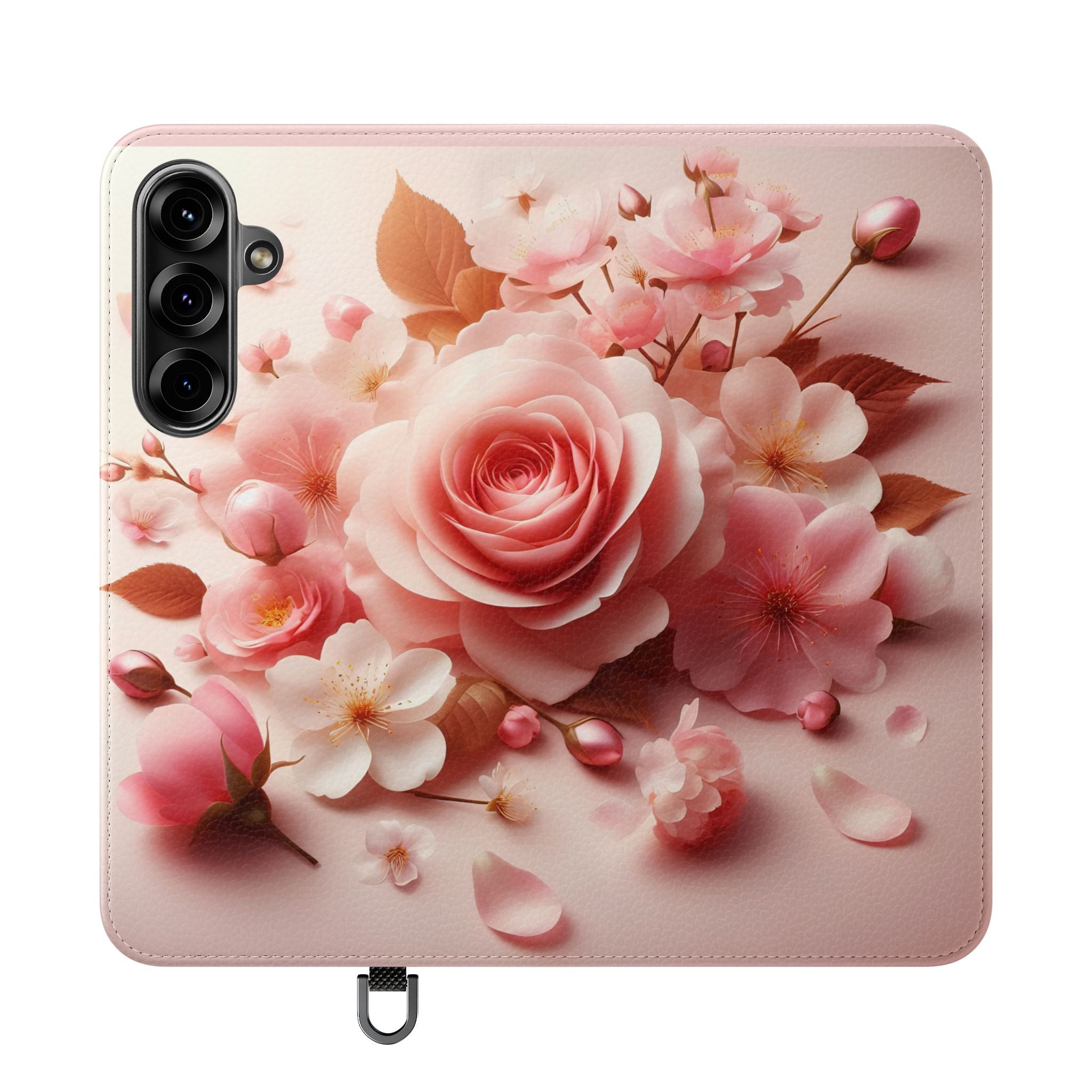 Floral Rose Flip Case — Pink Blossom Wallet Phone Cover