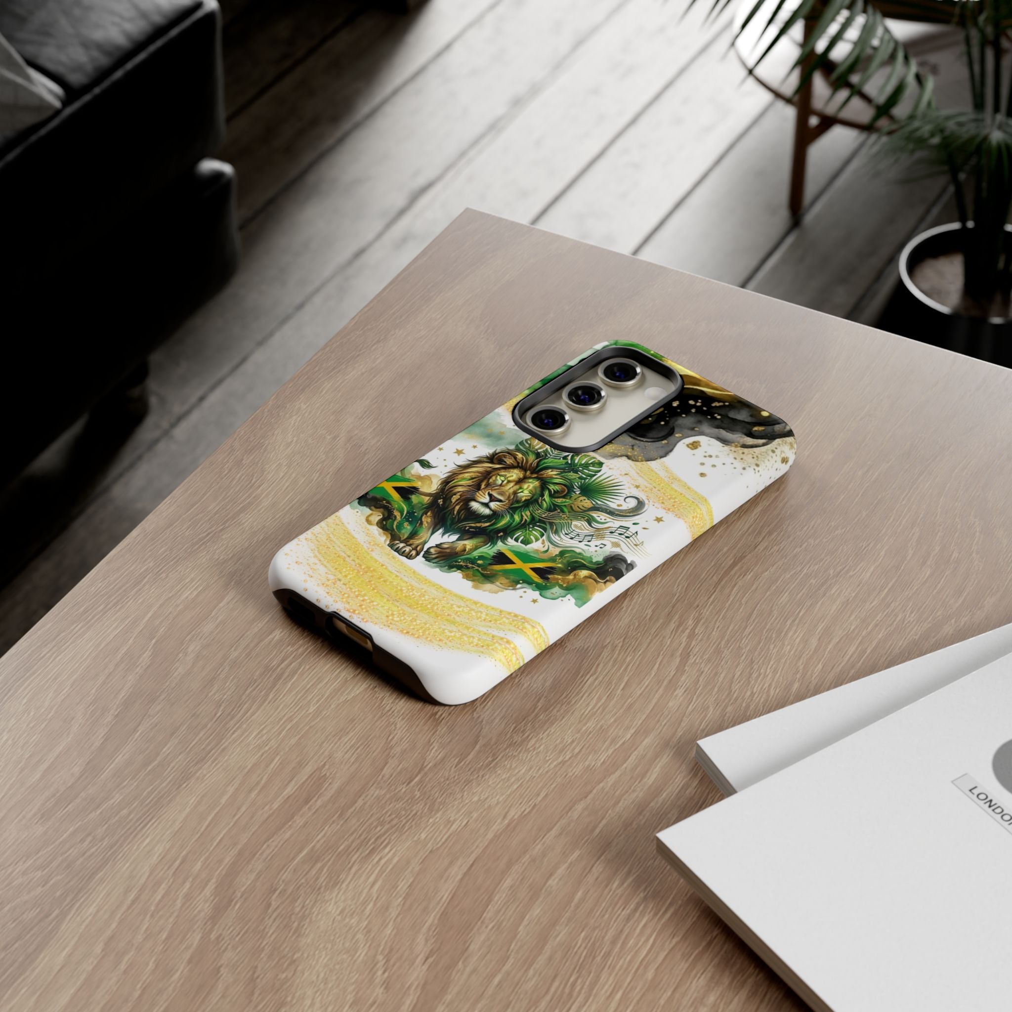 Reggae Lion Phone Case — Jamaican Flag Rasta Art Tough Phone Cover