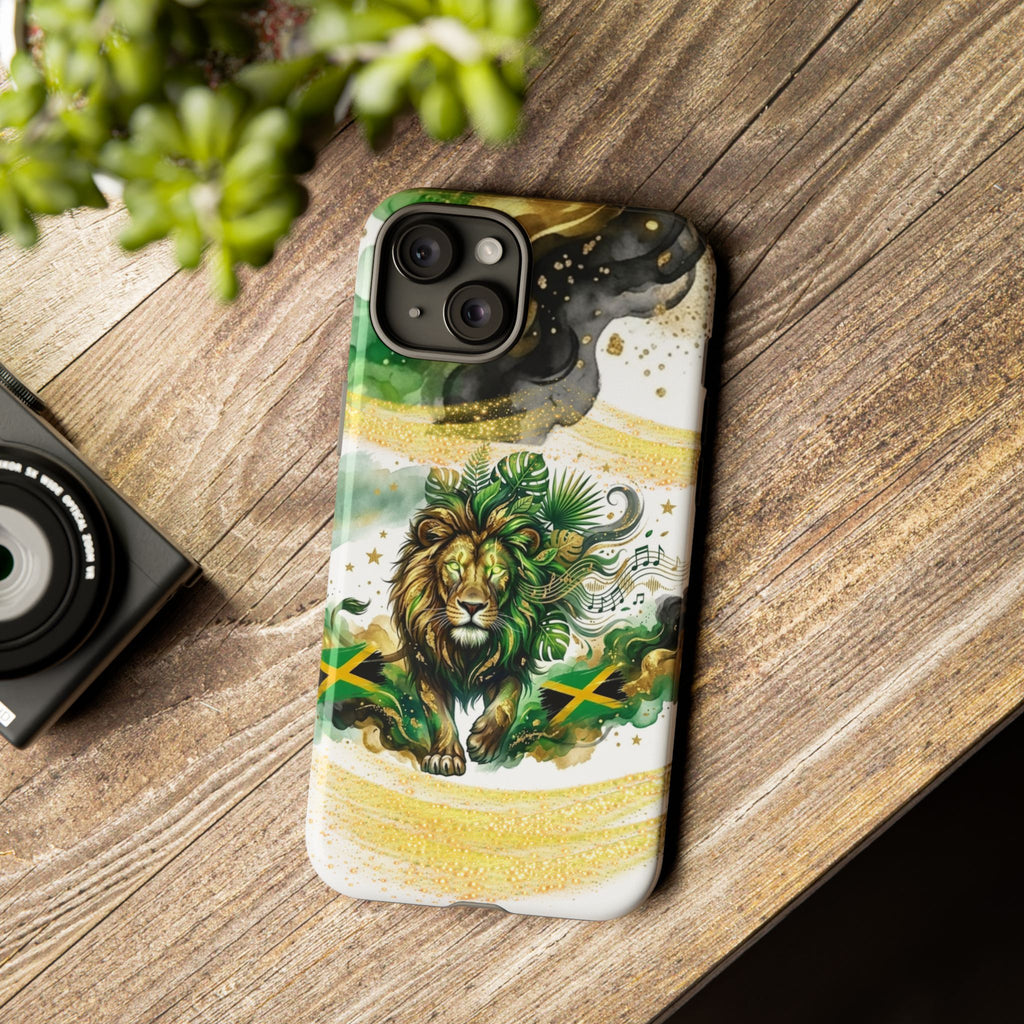 Reggae Lion Phone Case — Jamaican Flag Rasta Art Tough Phone Cover