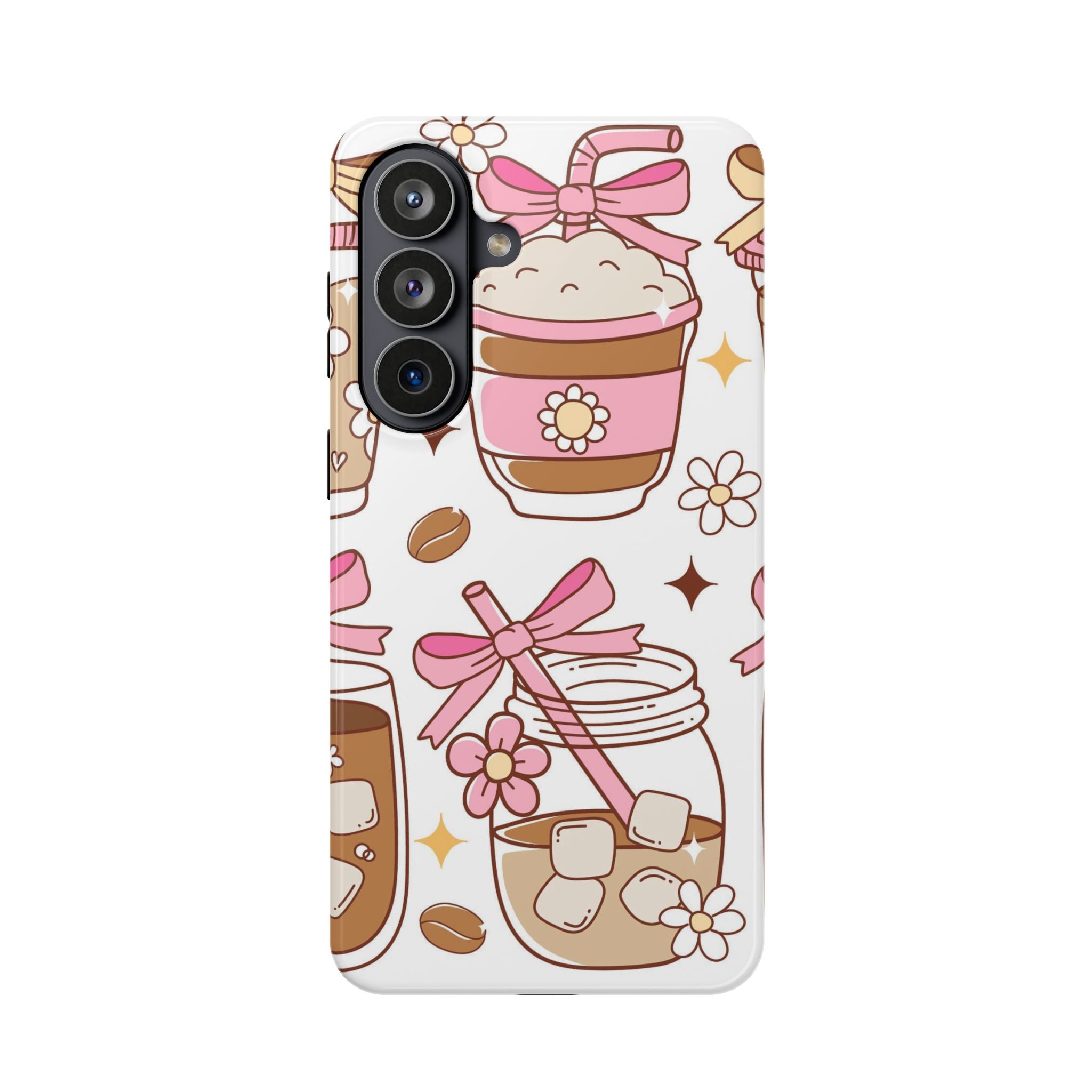 Cute Pink Coffee & Latte Pattern Impact Phone Case