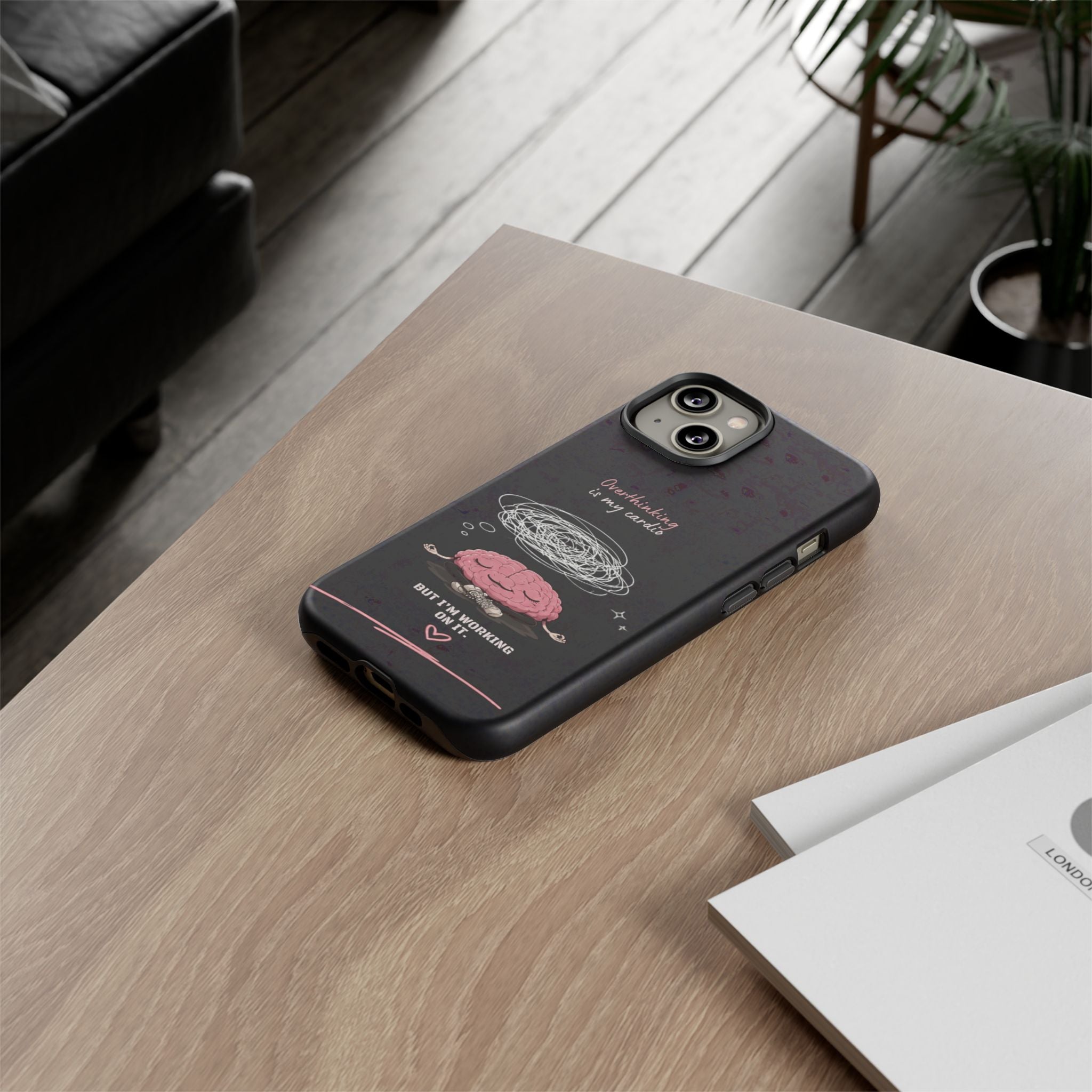 Phone Case — "Overthinking Is My Cardio" Cute Meditating Brain Protective Case