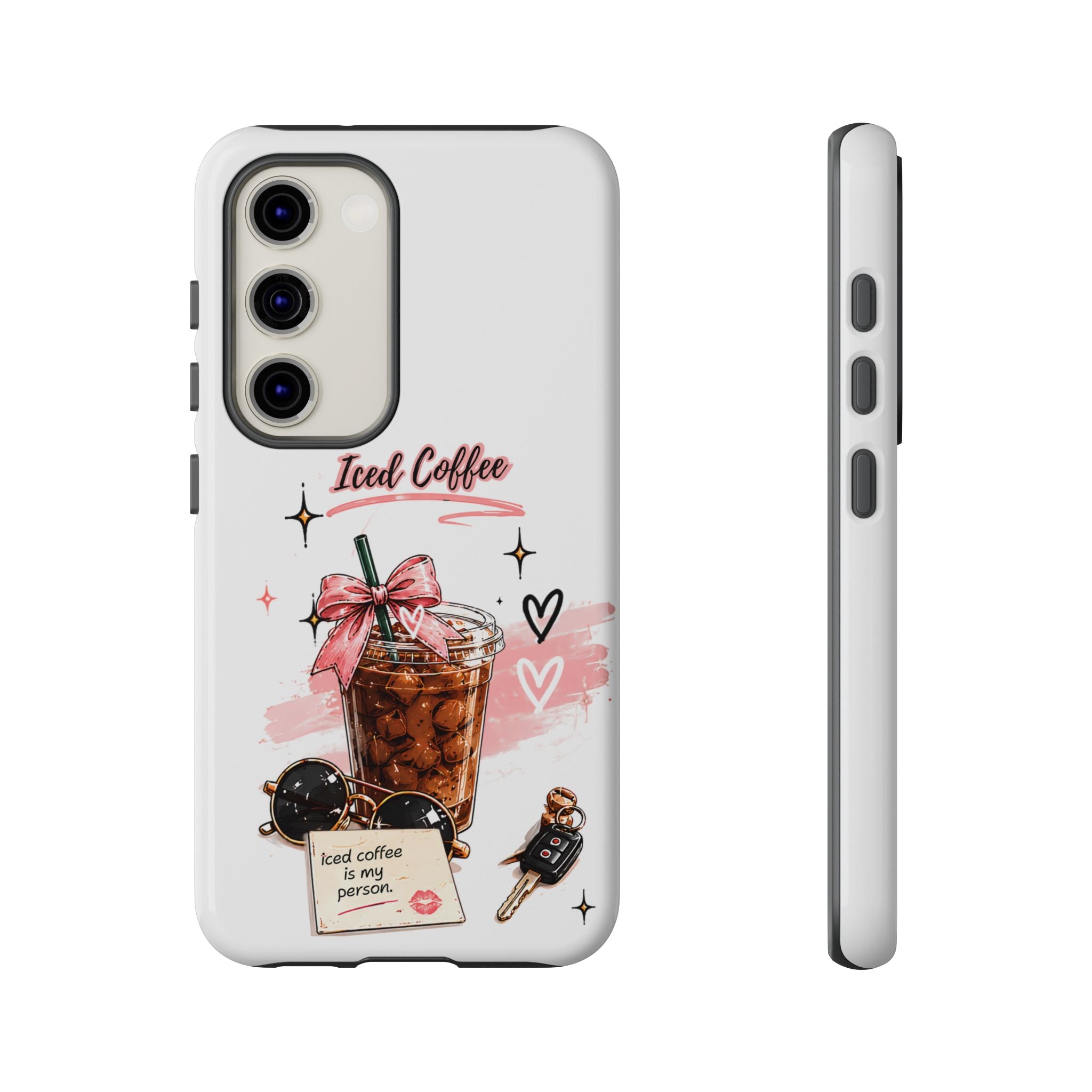 Iced Coffee Phone Case – Cute Pink Boba Design ("Iced coffee is my person")