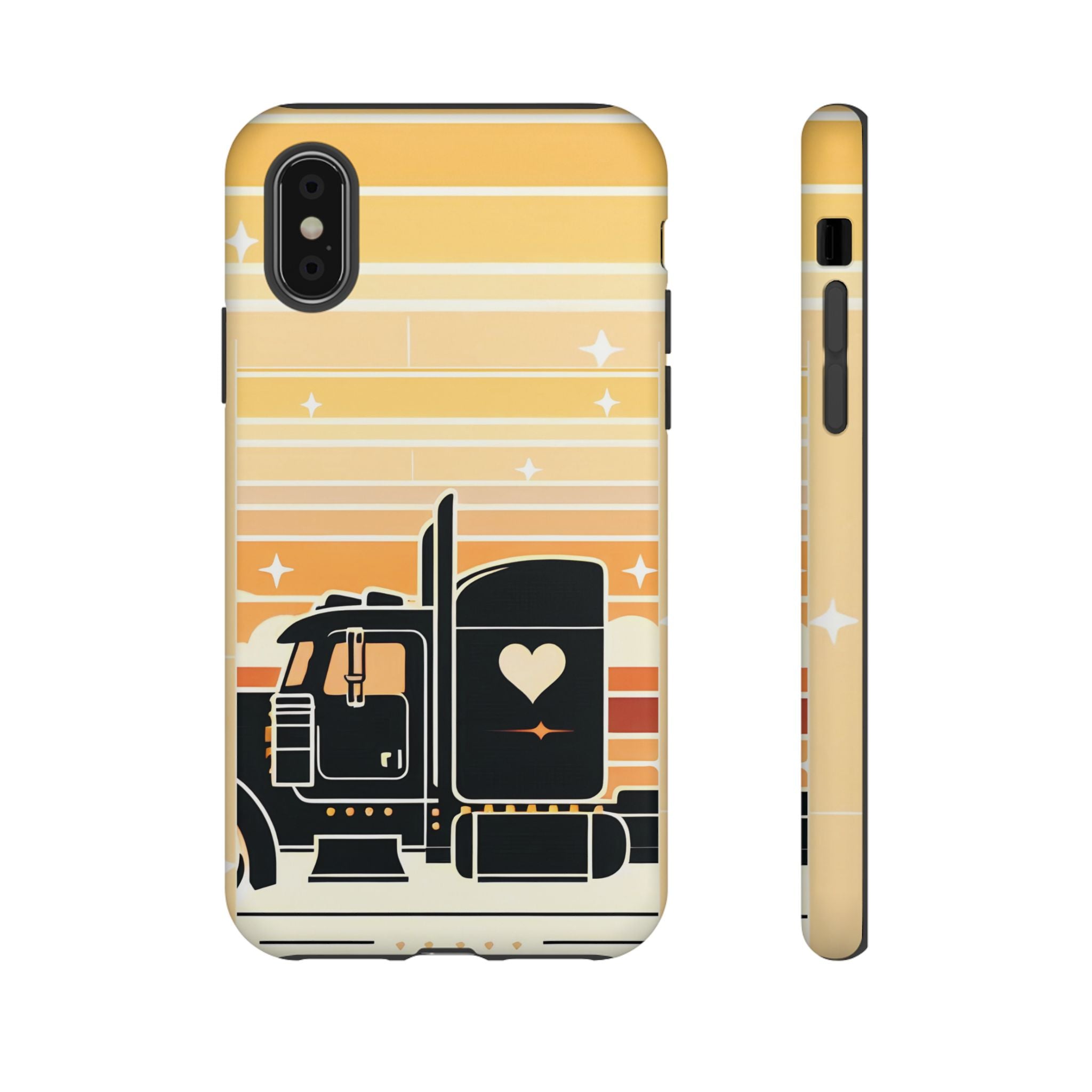 Trucker Heart Phone Case — Retro Semi Truck Protective Phone Cover