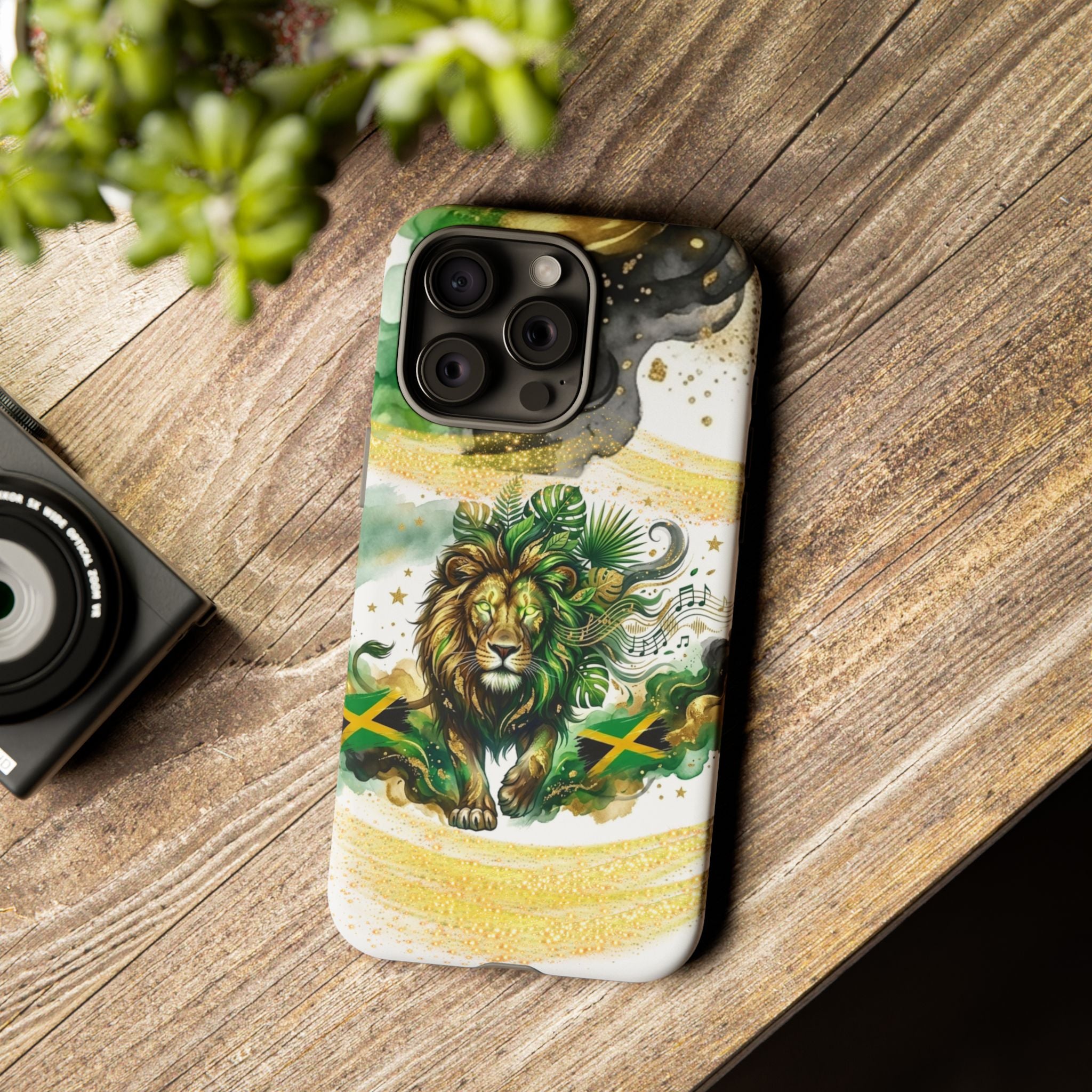 Reggae Lion Phone Case — Jamaican Flag Rasta Art Tough Phone Cover