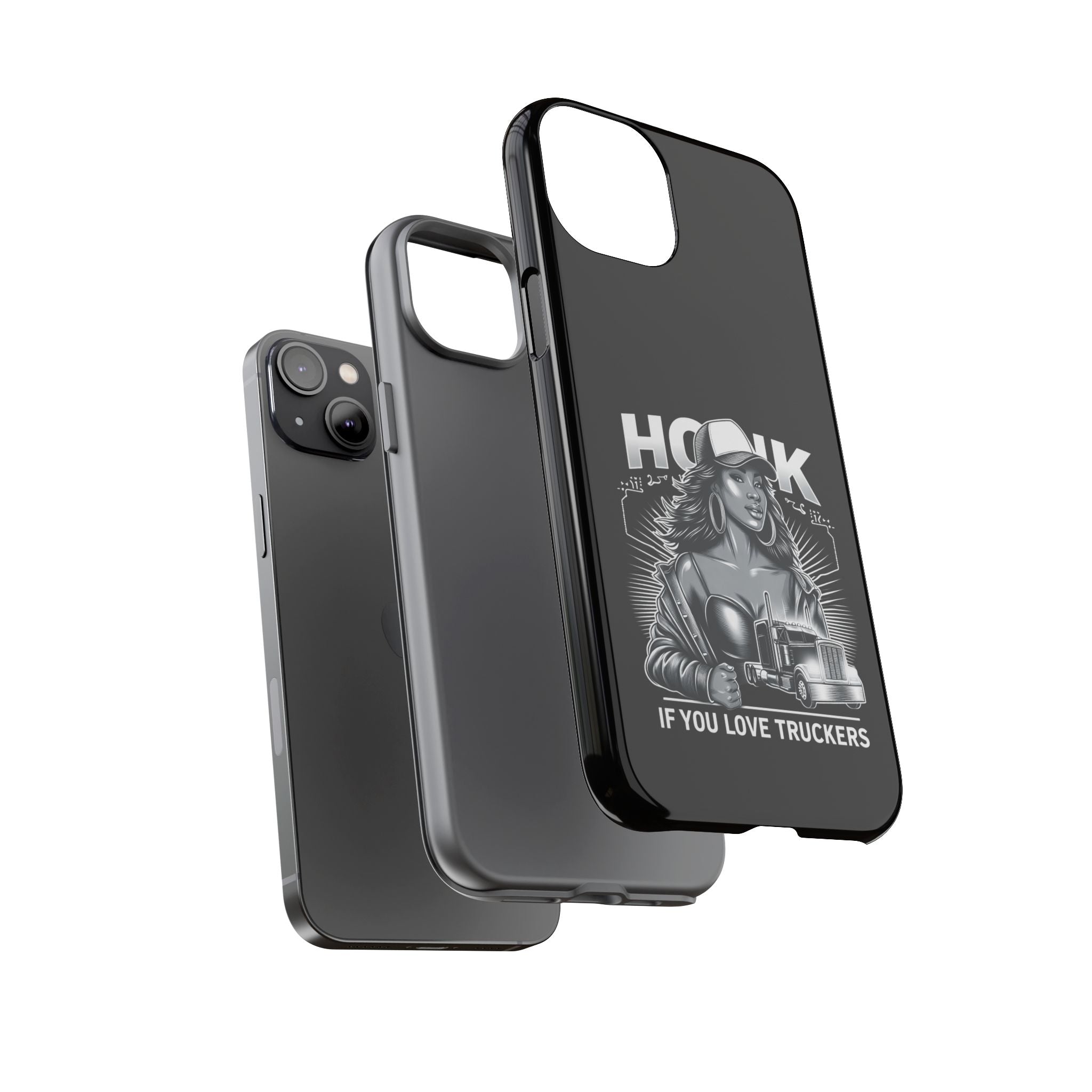 Phone Case — 'Honk' Trucker Girl Retro Semi Truck Protective Case