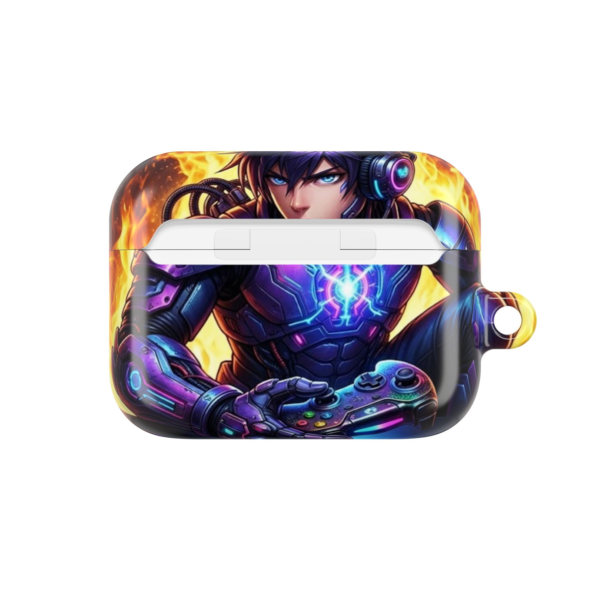 Gamer Anime AirPod Case — Neon Cyber Warrior Design