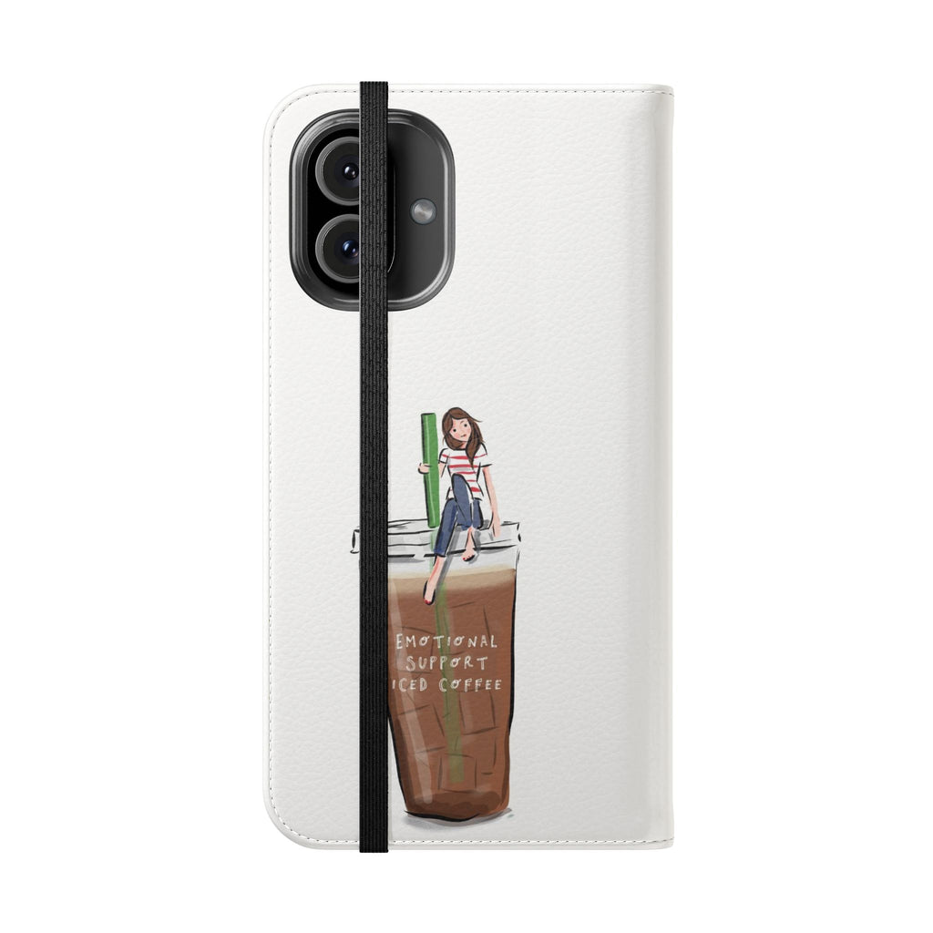 Flip Case — "Emotional Support Iced Coffee" Phone Wallet Case