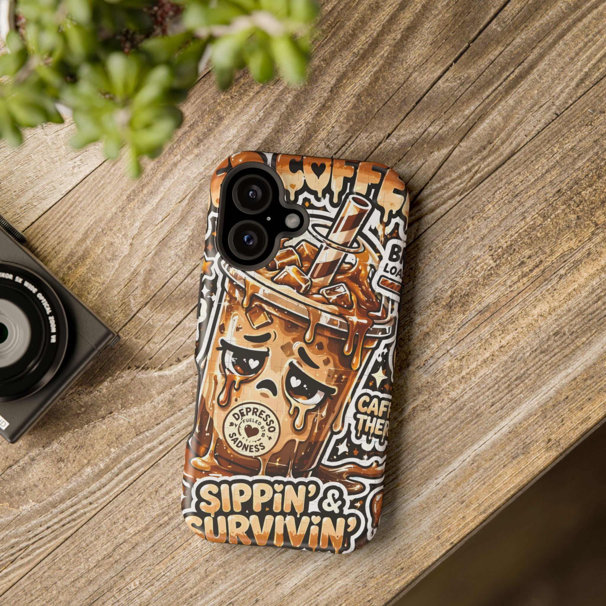 Iced Coffee Phone Case — “Sippin' & Survivin'” Magnetic Impact-Resistant Case