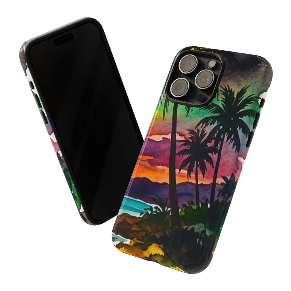 Tropical Sunset Phone Case – Palm Tree Beach Protective Cover