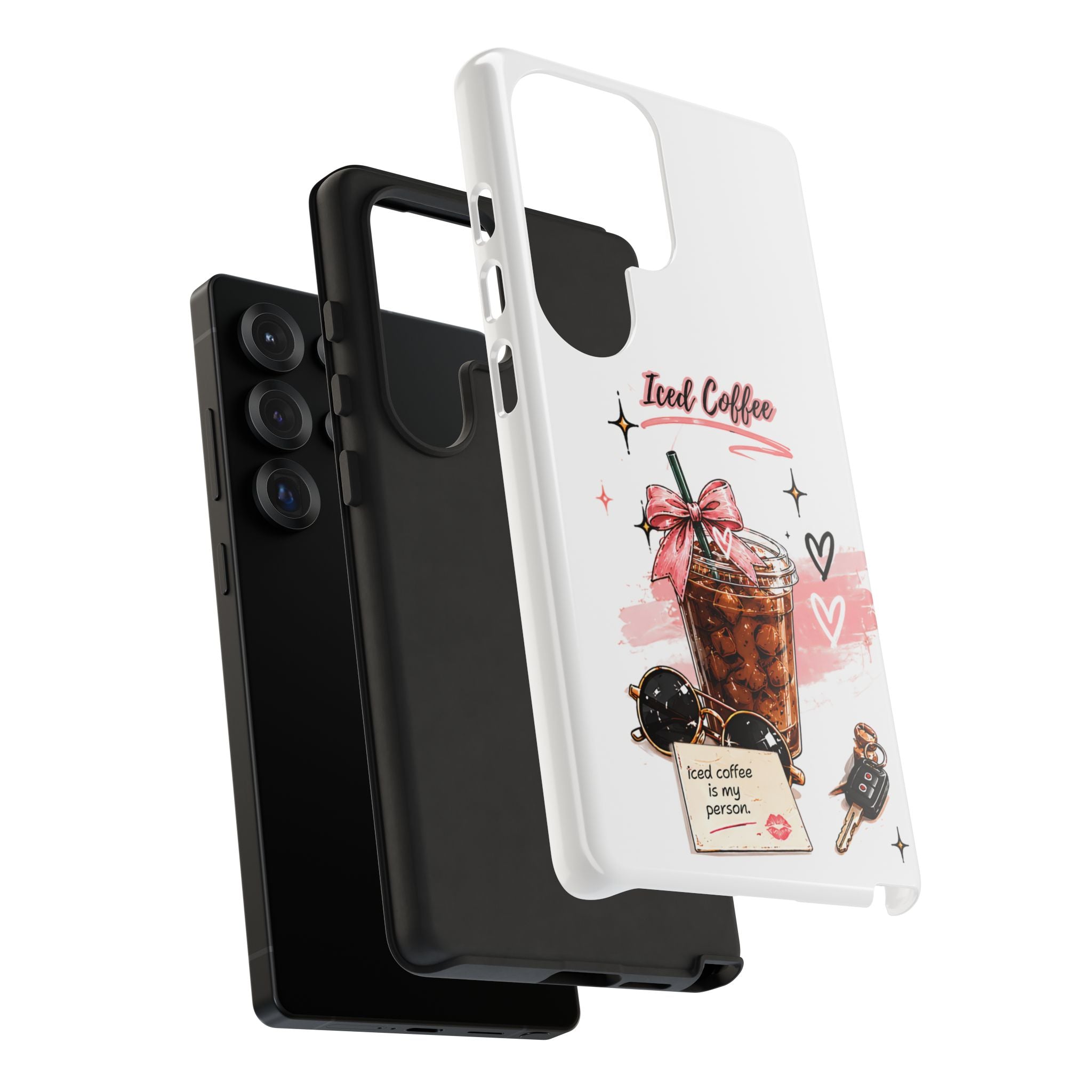 Iced Coffee Phone Case – Cute Pink Boba Design ("Iced coffee is my person")