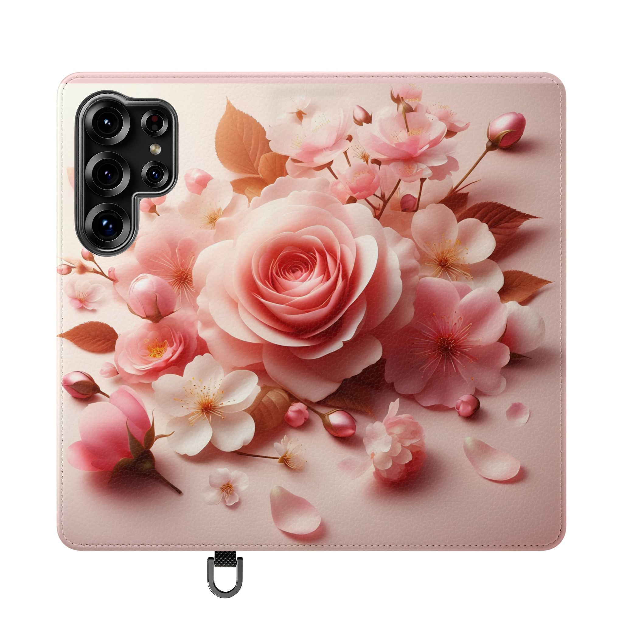 Floral Rose Flip Case — Pink Blossom Wallet Phone Cover
