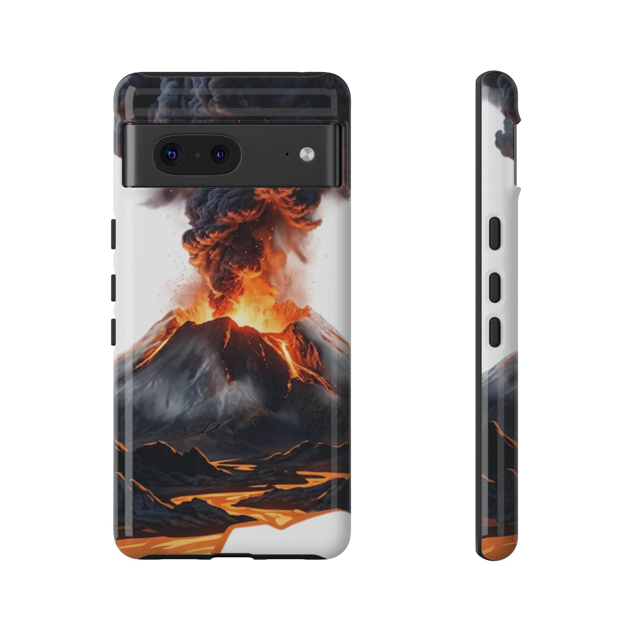 Volcano Eruption Tough Phone Case — Fiery Lava Protective Cover