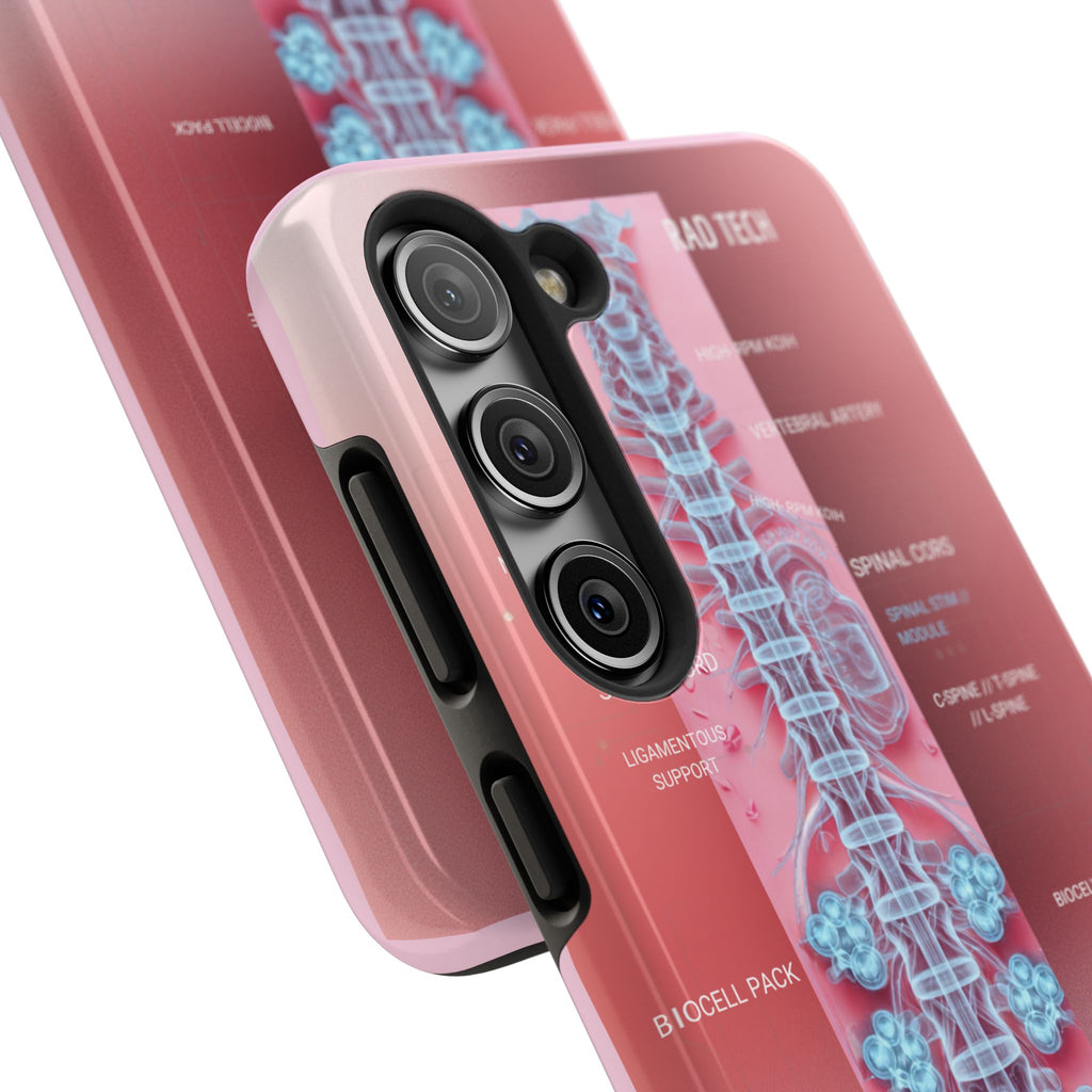 Anatomical Spine Tough Phone Case — Medical X-Ray Design, ‘Spinal Cord’ Labelled