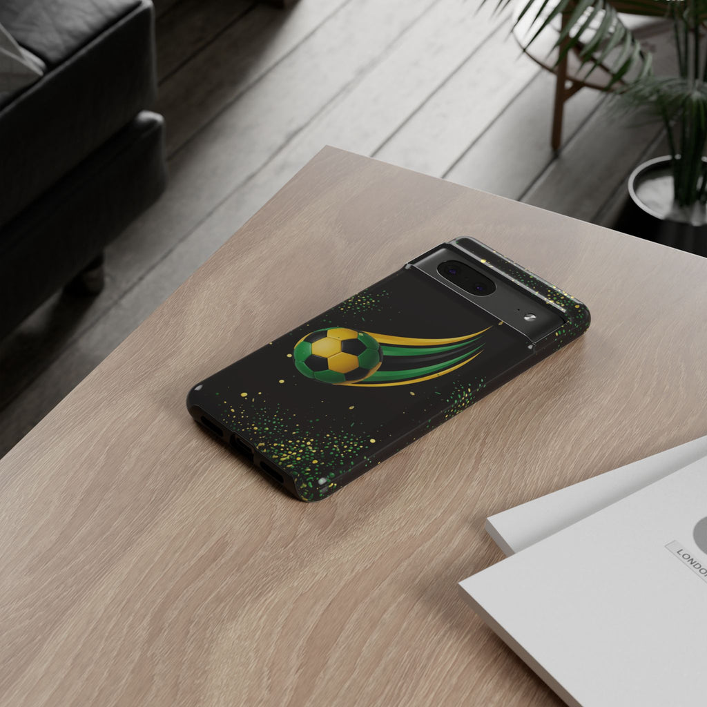 Soccer Comet Tough Phone Case – Green & Yellow Football Design