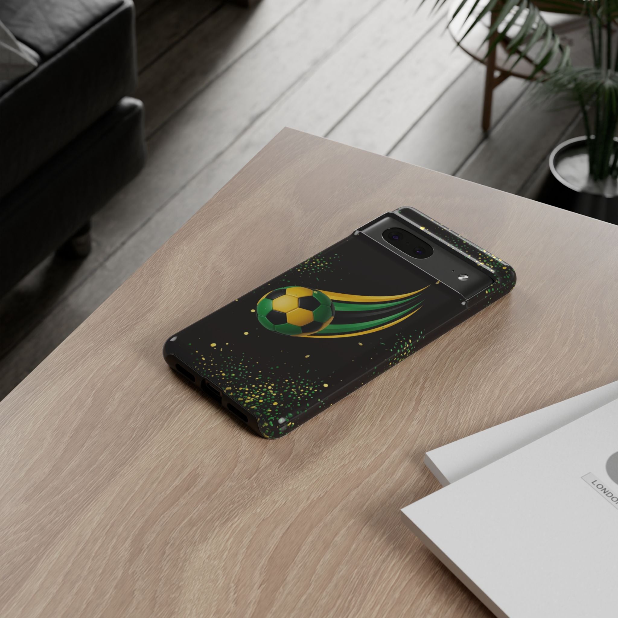 Soccer Comet Tough Phone Case – Green & Yellow Football Design