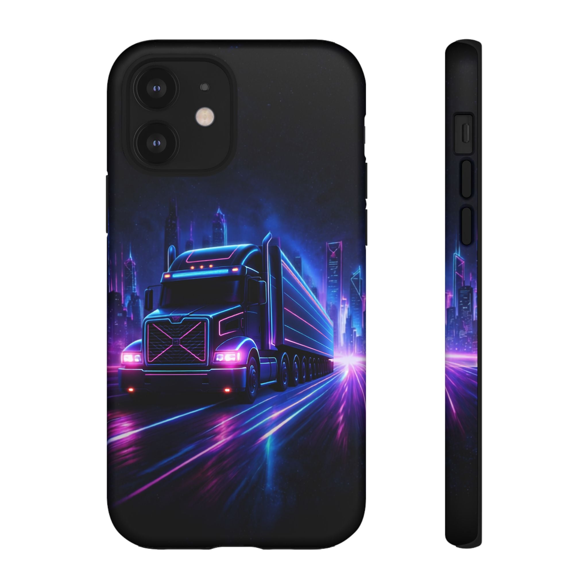 Neon Retro Rig Phone Case — Trucker Semi Truck Nightscape Protective Case