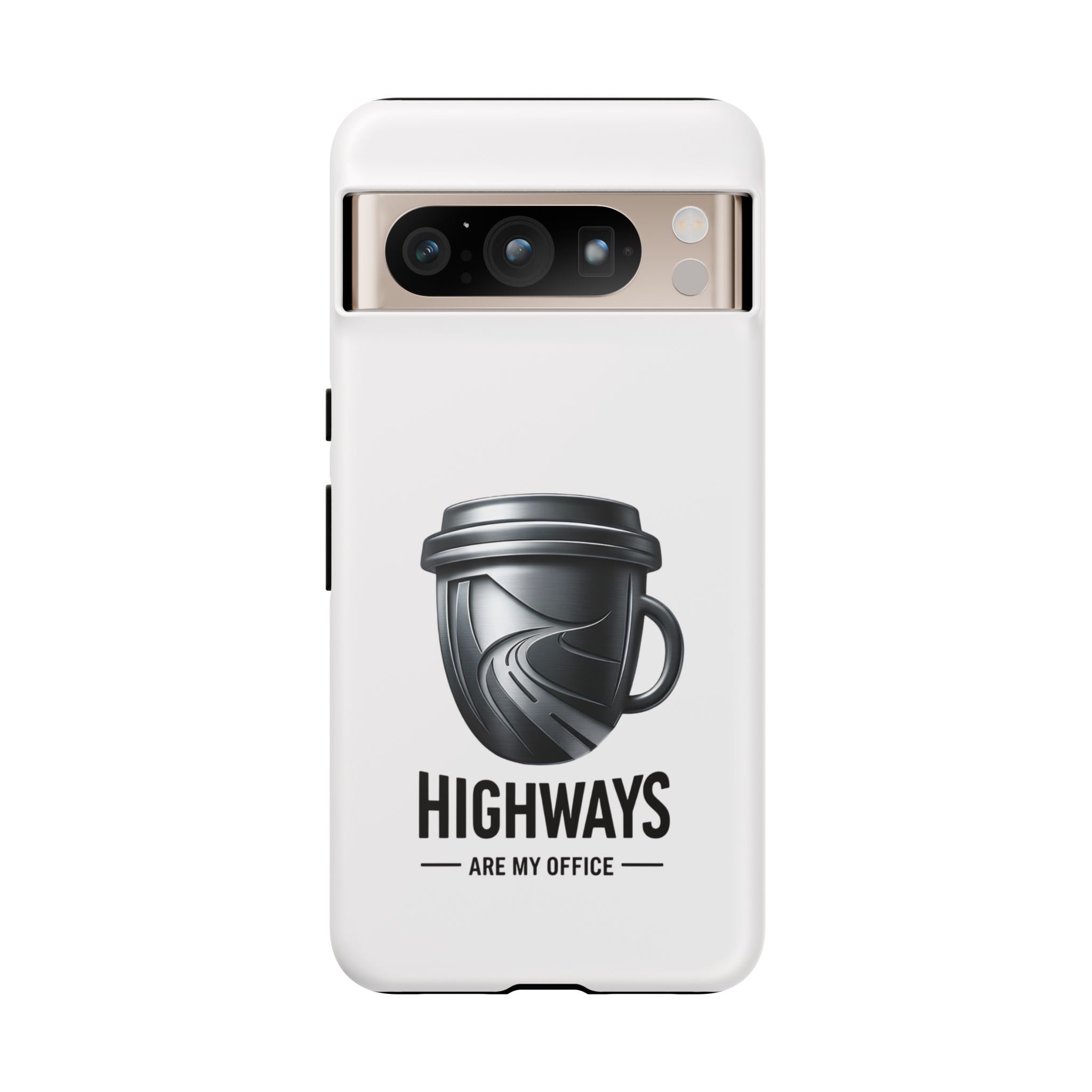 Hard Shell Phone Case — “Highways Are My Office” Travel Coffee Design