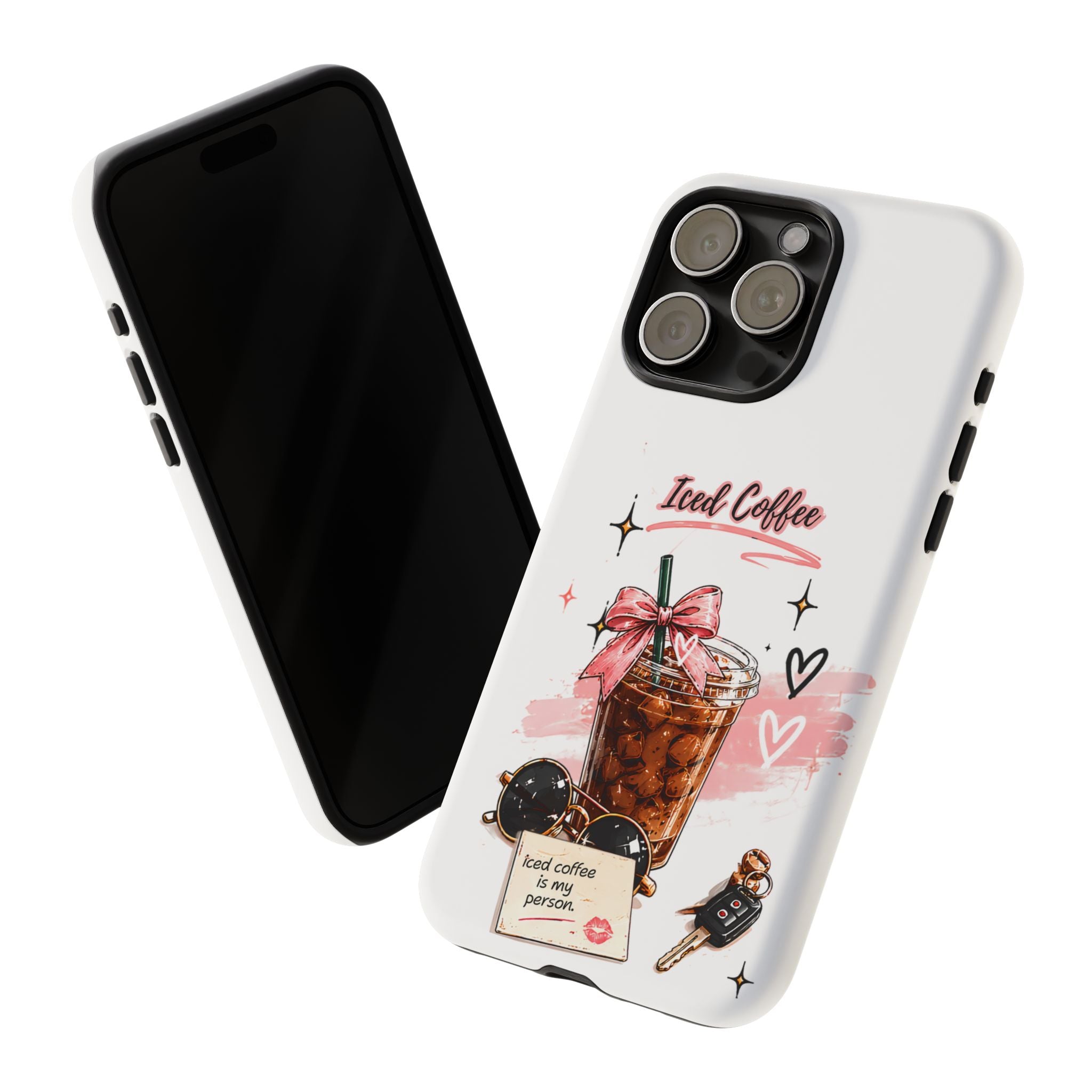 Iced Coffee Phone Case – Cute Pink Boba Design ("Iced coffee is my person")