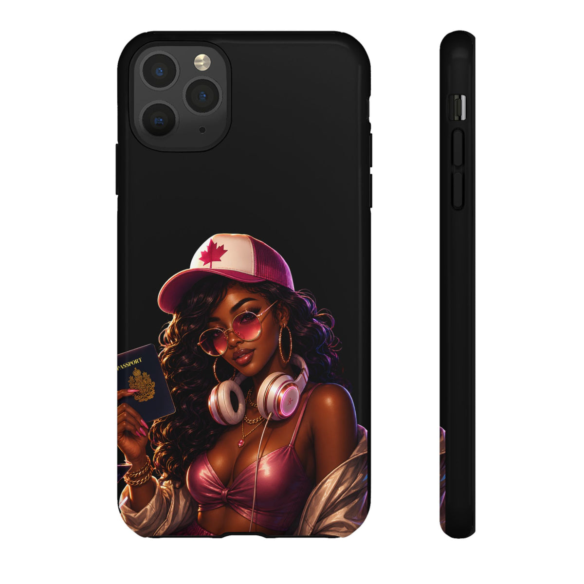 Phone Case - Cool Urban Woman with Headphones & Maple Hat