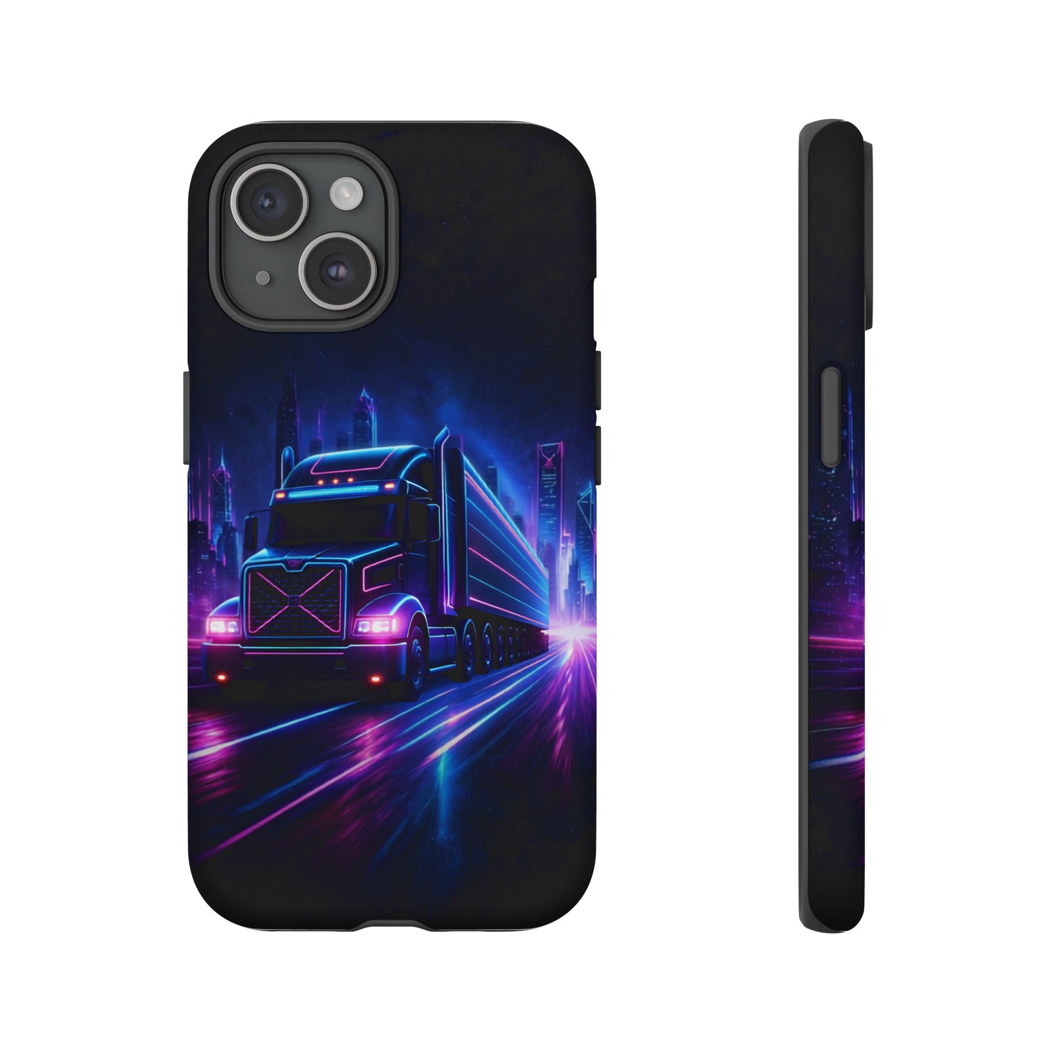 Neon Retro Rig Phone Case — Trucker Semi Truck Nightscape Protective Case