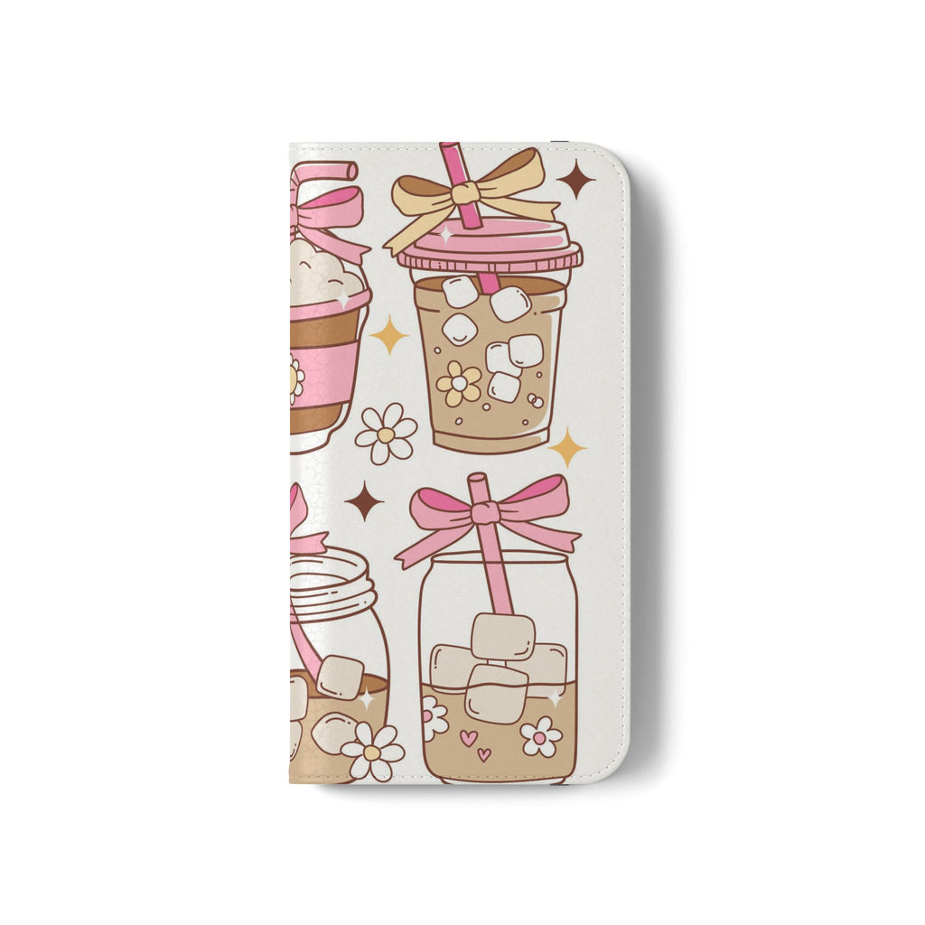 Cute Coffee & Latte Flip Phone Case – Cozy Boba & Dessert Wallet Cover