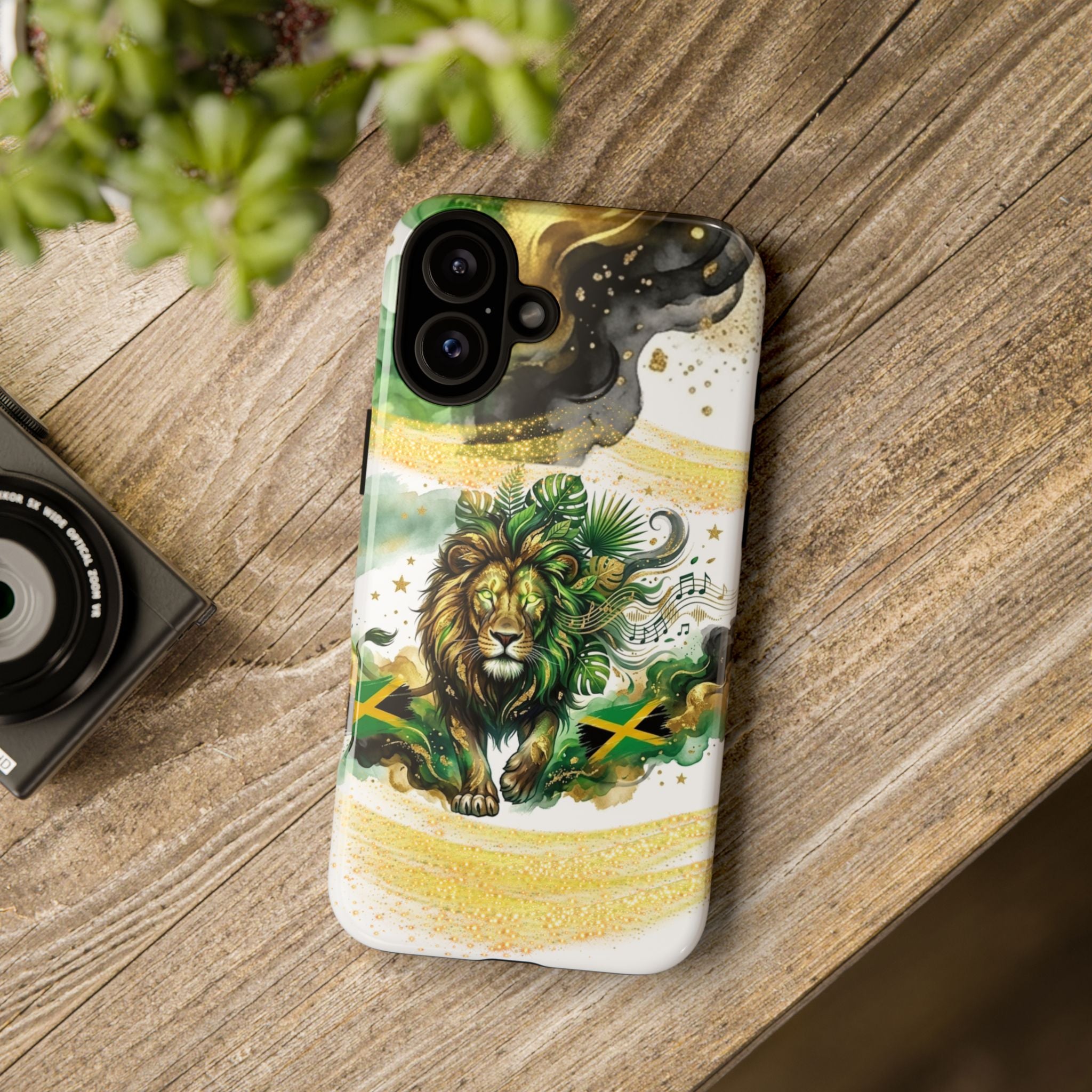 Reggae Lion Phone Case — Jamaican Flag Rasta Art Tough Phone Cover