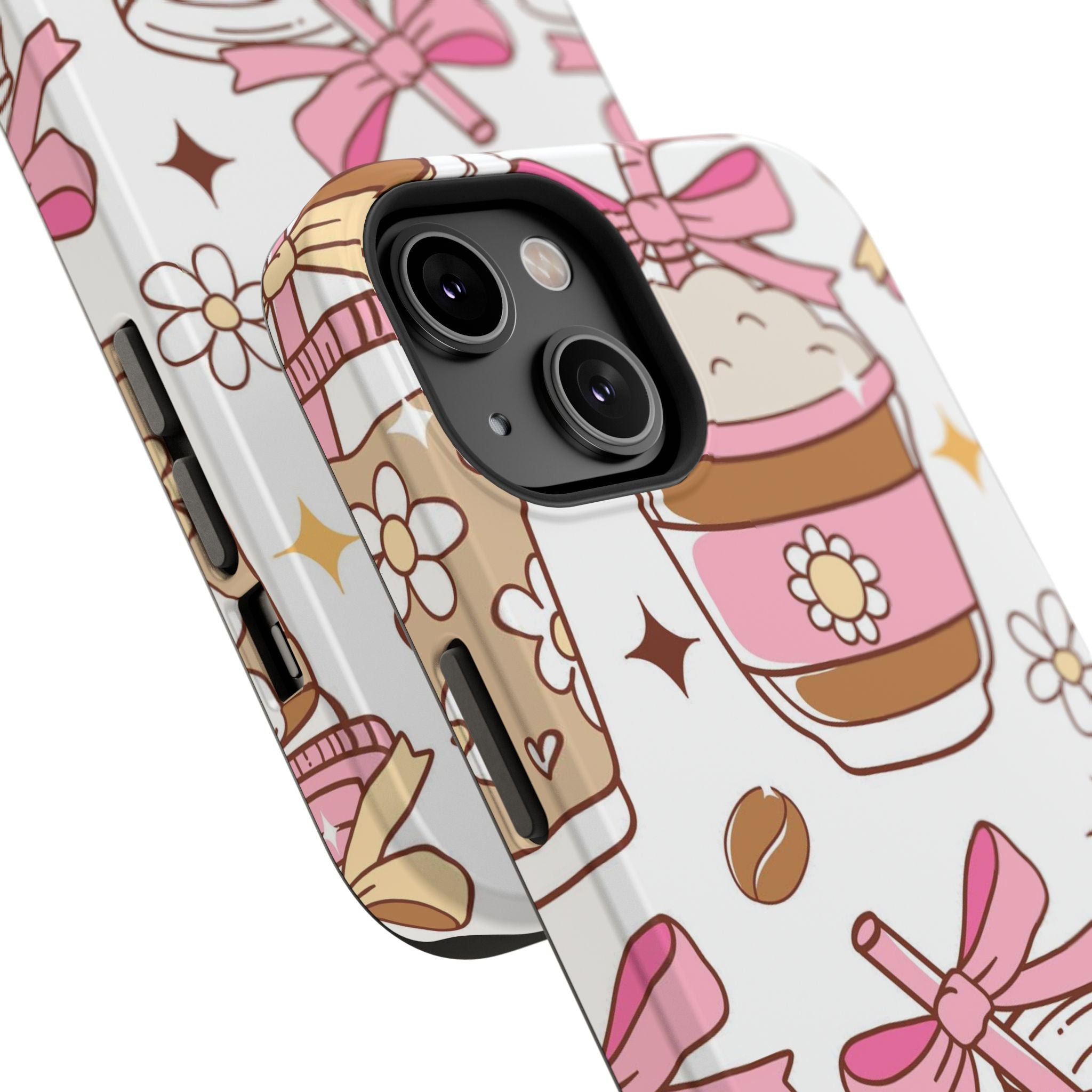 Cute Pink Coffee & Latte Pattern Impact Phone Case