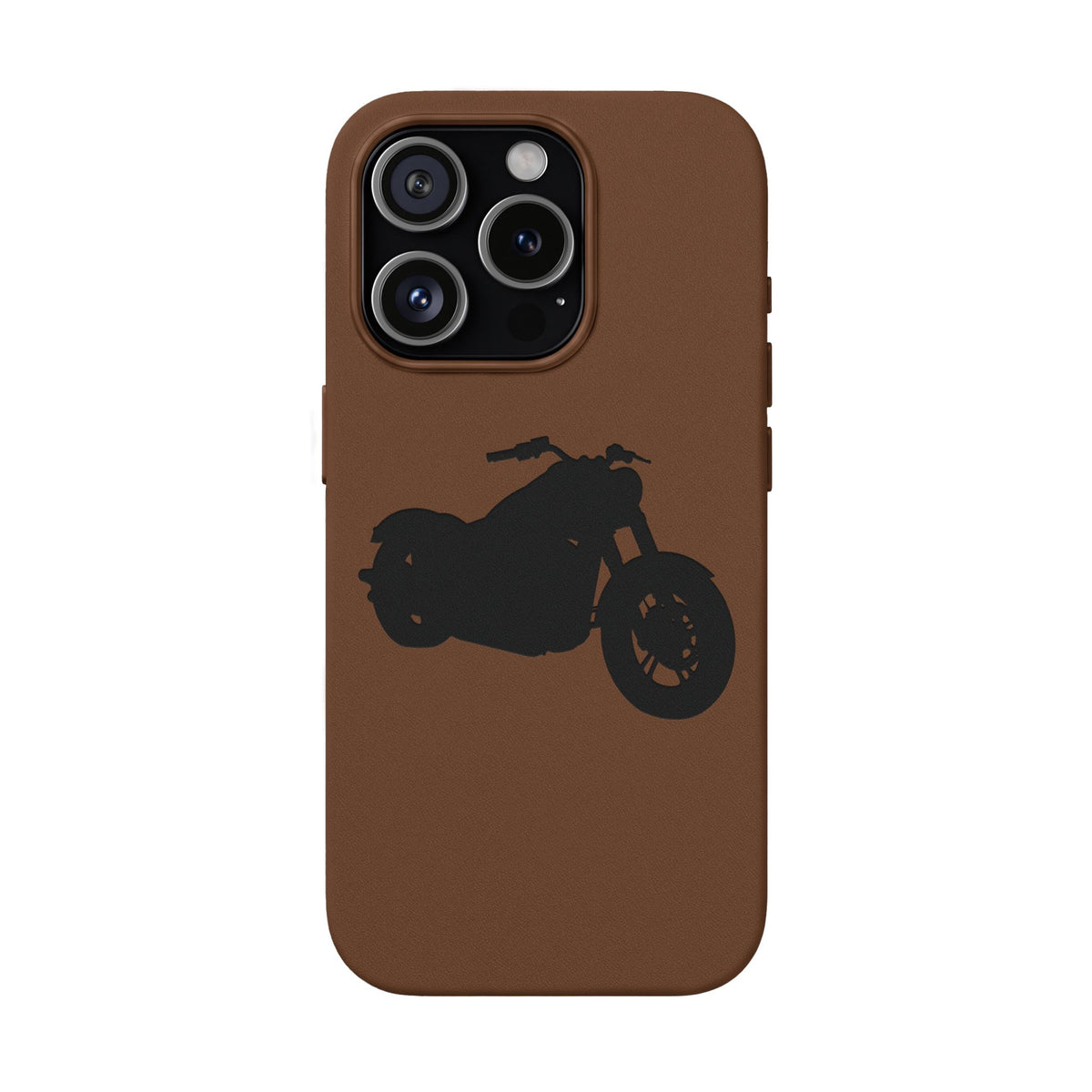 Engraved PU Leather Phone Case — Motorcycle Silhouette