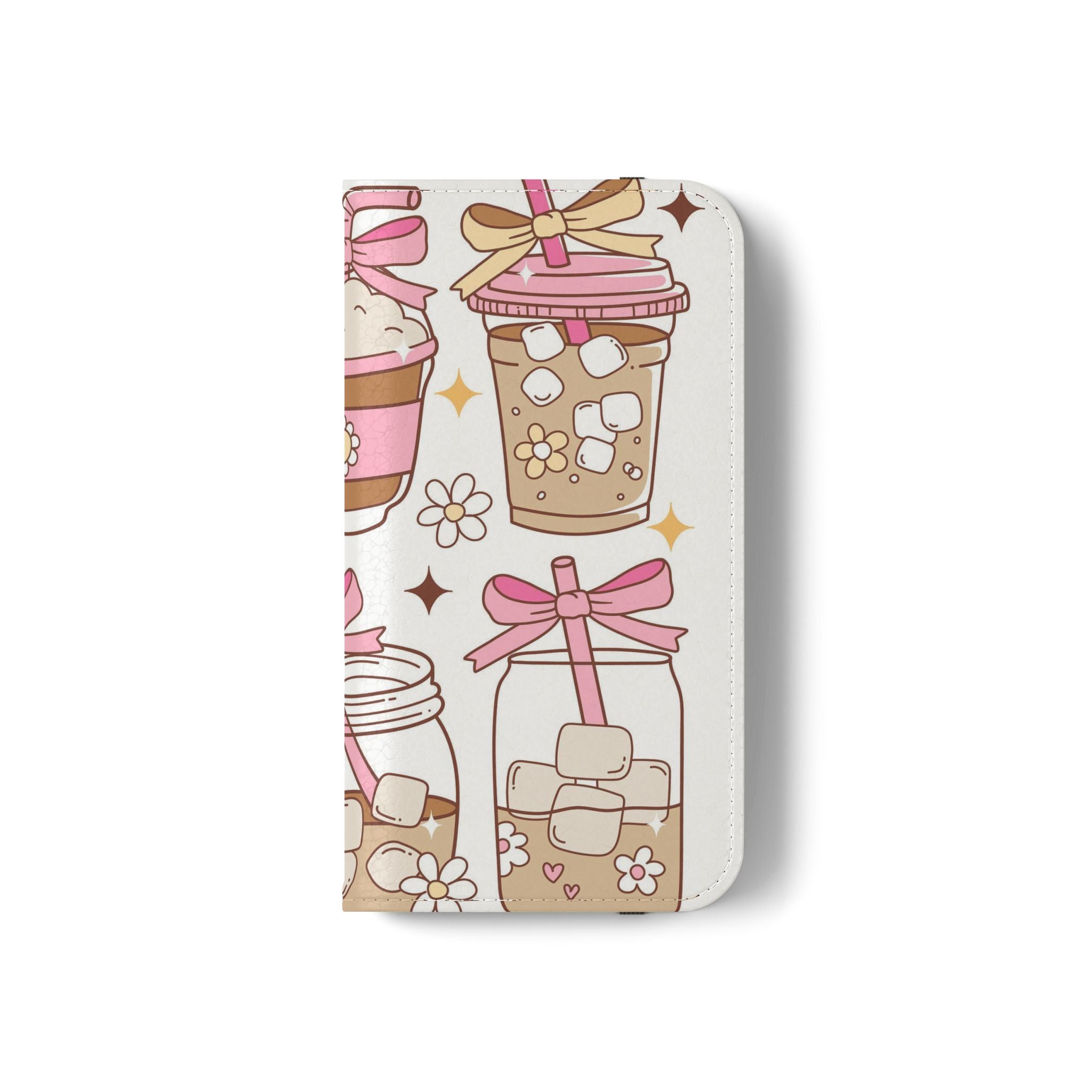 Cute Coffee & Latte Flip Phone Case – Cozy Boba & Dessert Wallet Cover