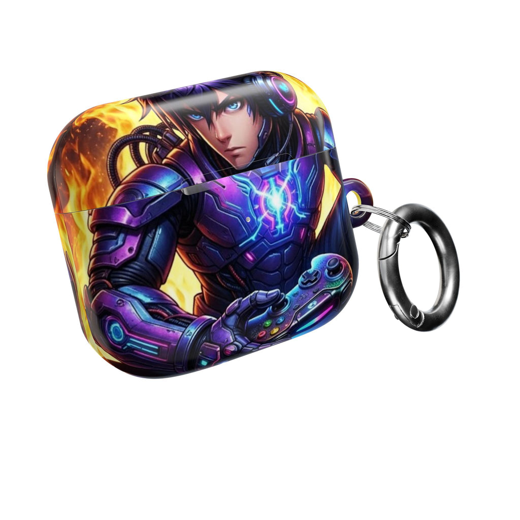 Gamer Anime AirPod Case — Neon Cyber Warrior Design