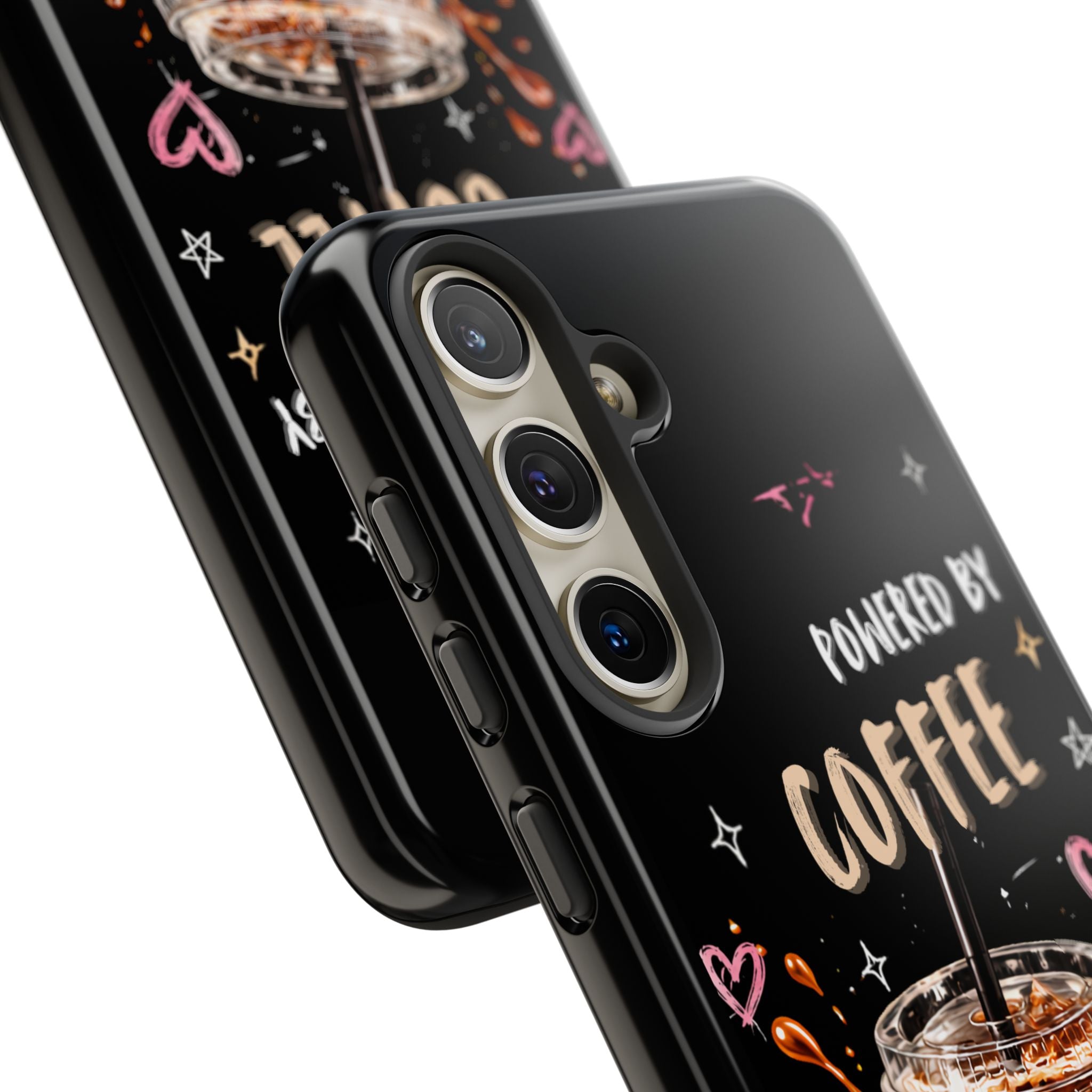 Phone Case — "Powered by Coffee & Chaos" Iced Coffee Protective Cover