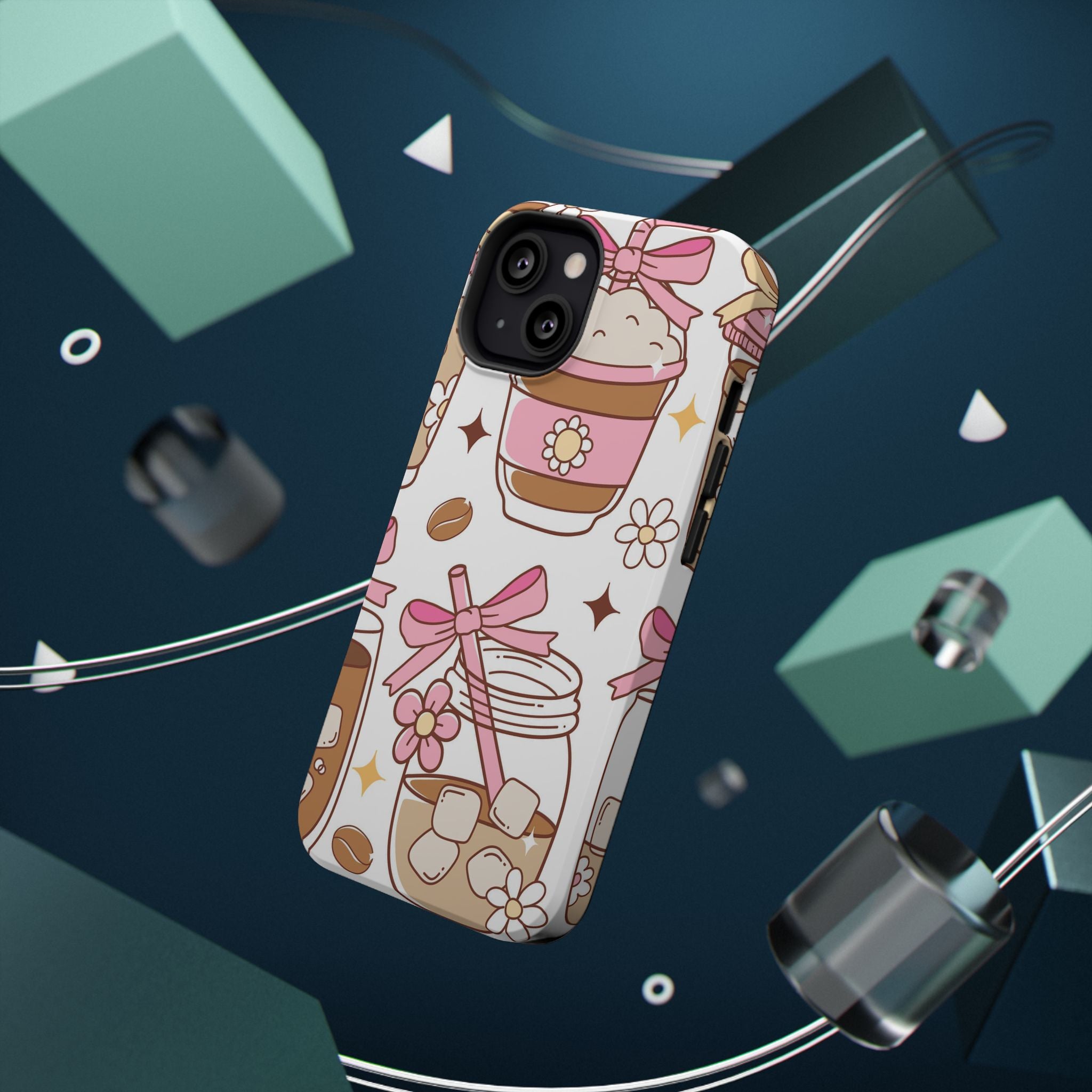 Cute Pink Coffee & Latte Pattern Impact Phone Case