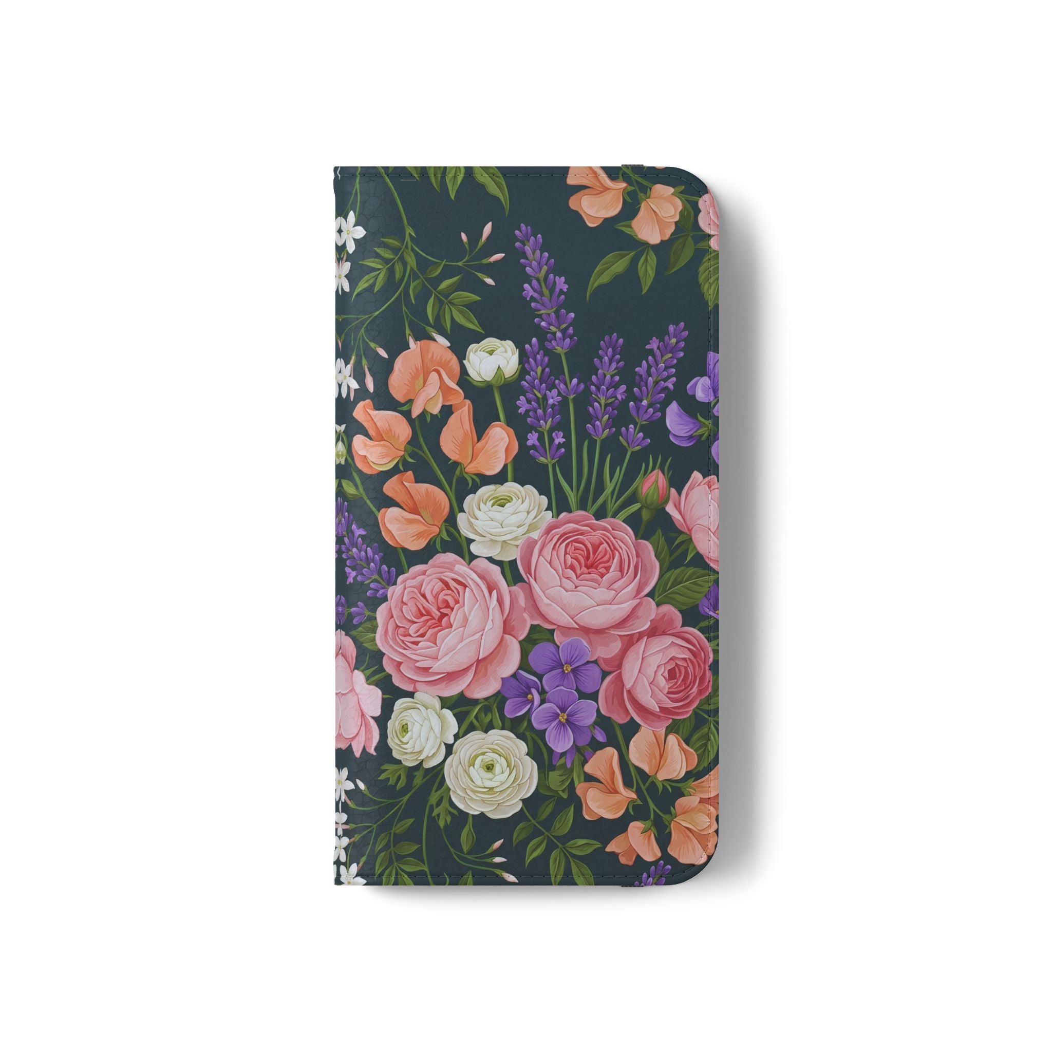 Floral Flip Phone Case -Wallet Cover with Card Slots