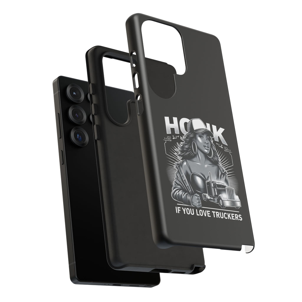 Phone Case — 'Honk' Trucker Girl Retro Semi Truck Protective Case