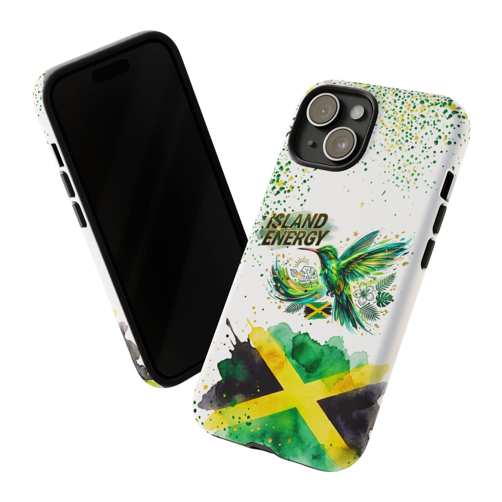 Island Energy Tough Phone Case — Colorful Hummingbird & Tropical Sunset Protective Cover