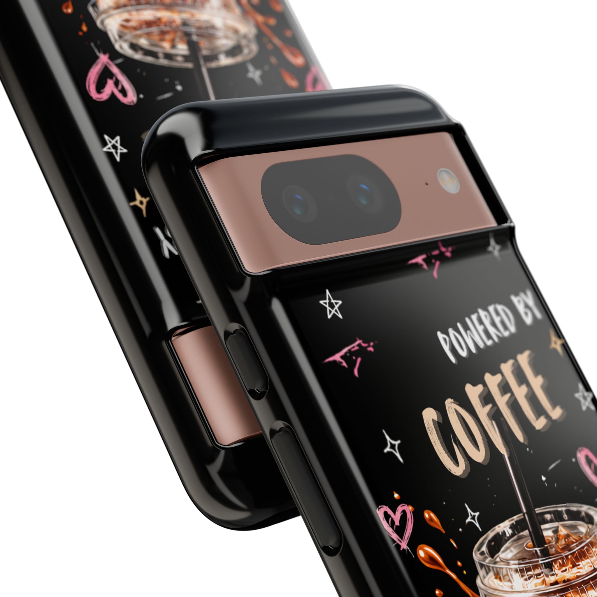 Phone Case — "Powered by Coffee & Chaos" Iced Coffee Protective Cover