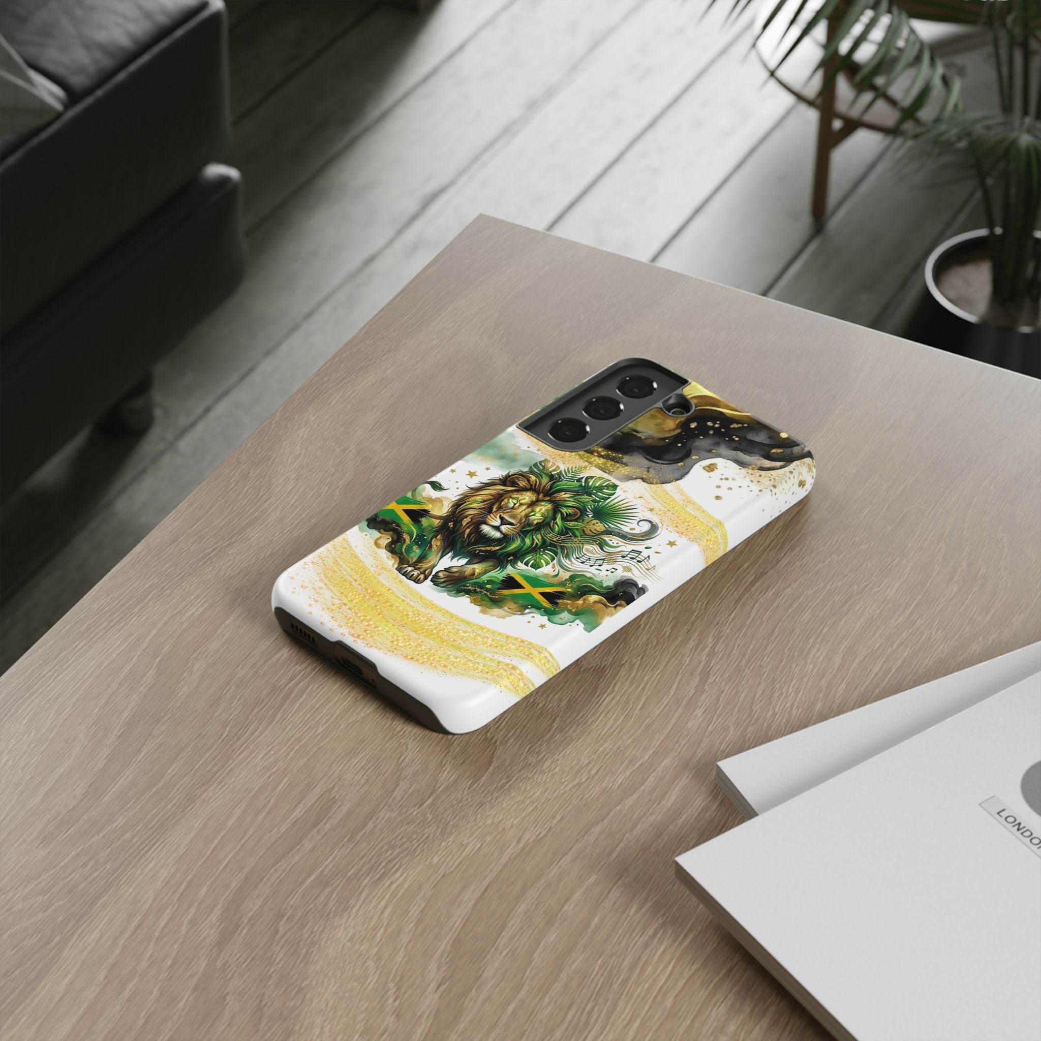 Reggae Lion Phone Case — Jamaican Flag Rasta Art Tough Phone Cover