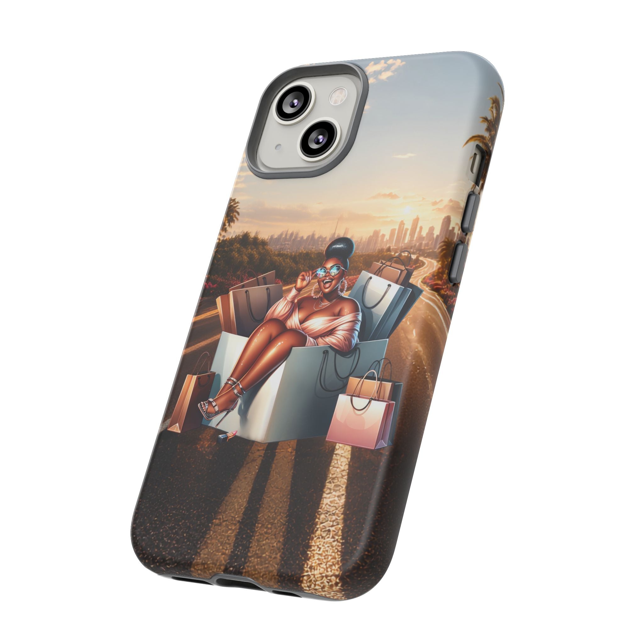 Phone Case — Chic Shopper Illustration on Cloud Background