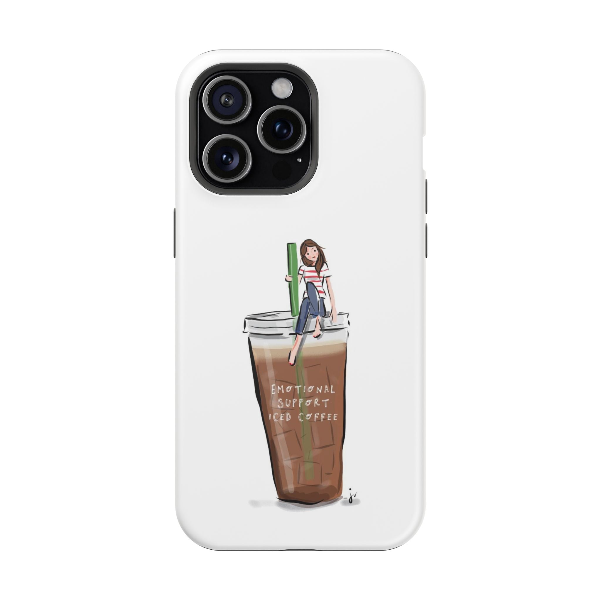 Iced Coffee & Me Phone Case — Cute Illustration 'Emotional Support Iced Coffee' Impact-Resistant Case