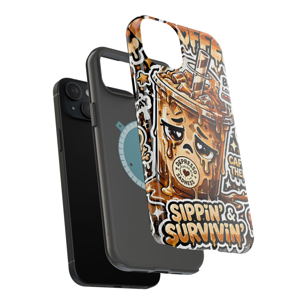 Iced Coffee Phone Case — “Sippin' & Survivin'” Magnetic Impact-Resistant Case