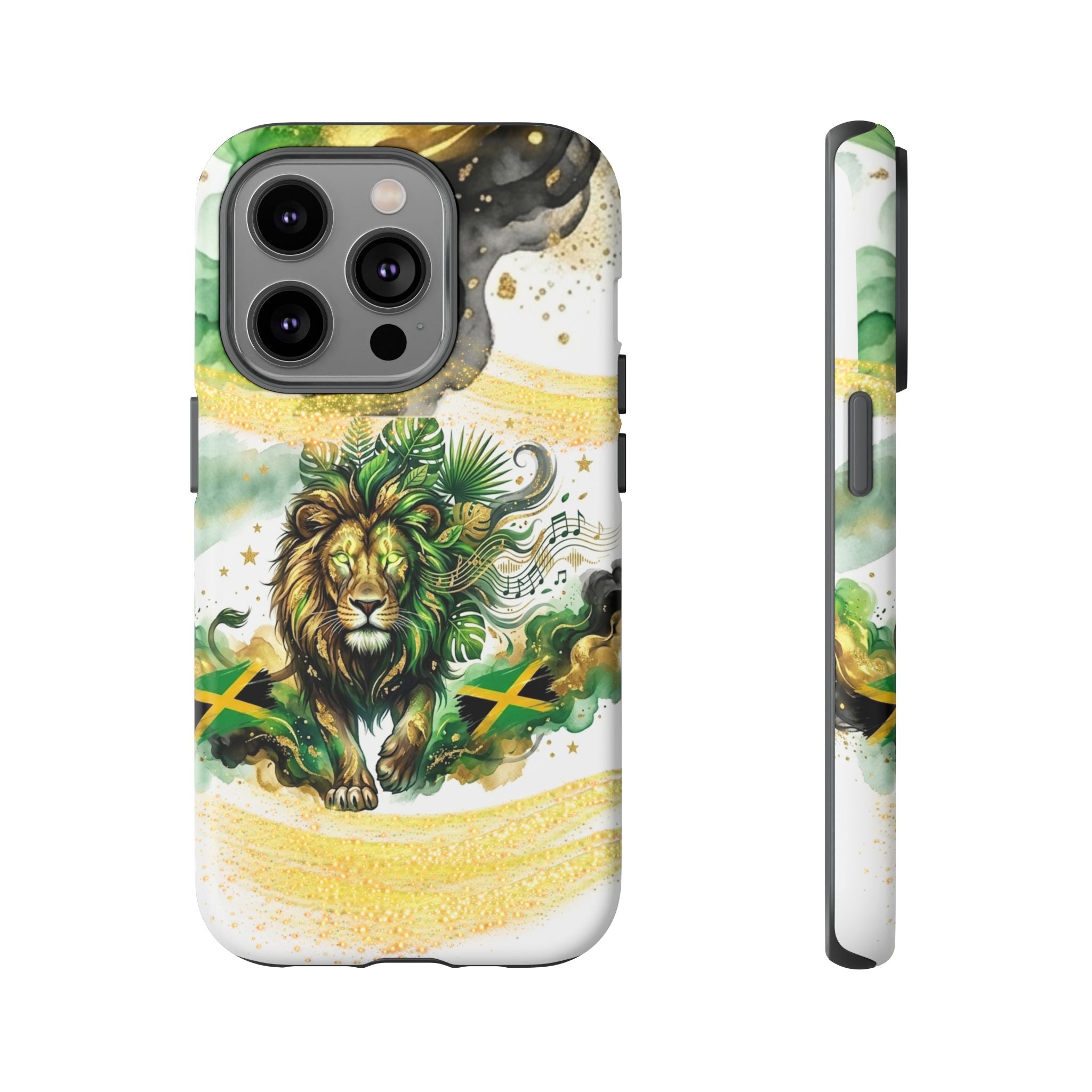 Reggae Lion Phone Case — Jamaican Flag Rasta Art Tough Phone Cover